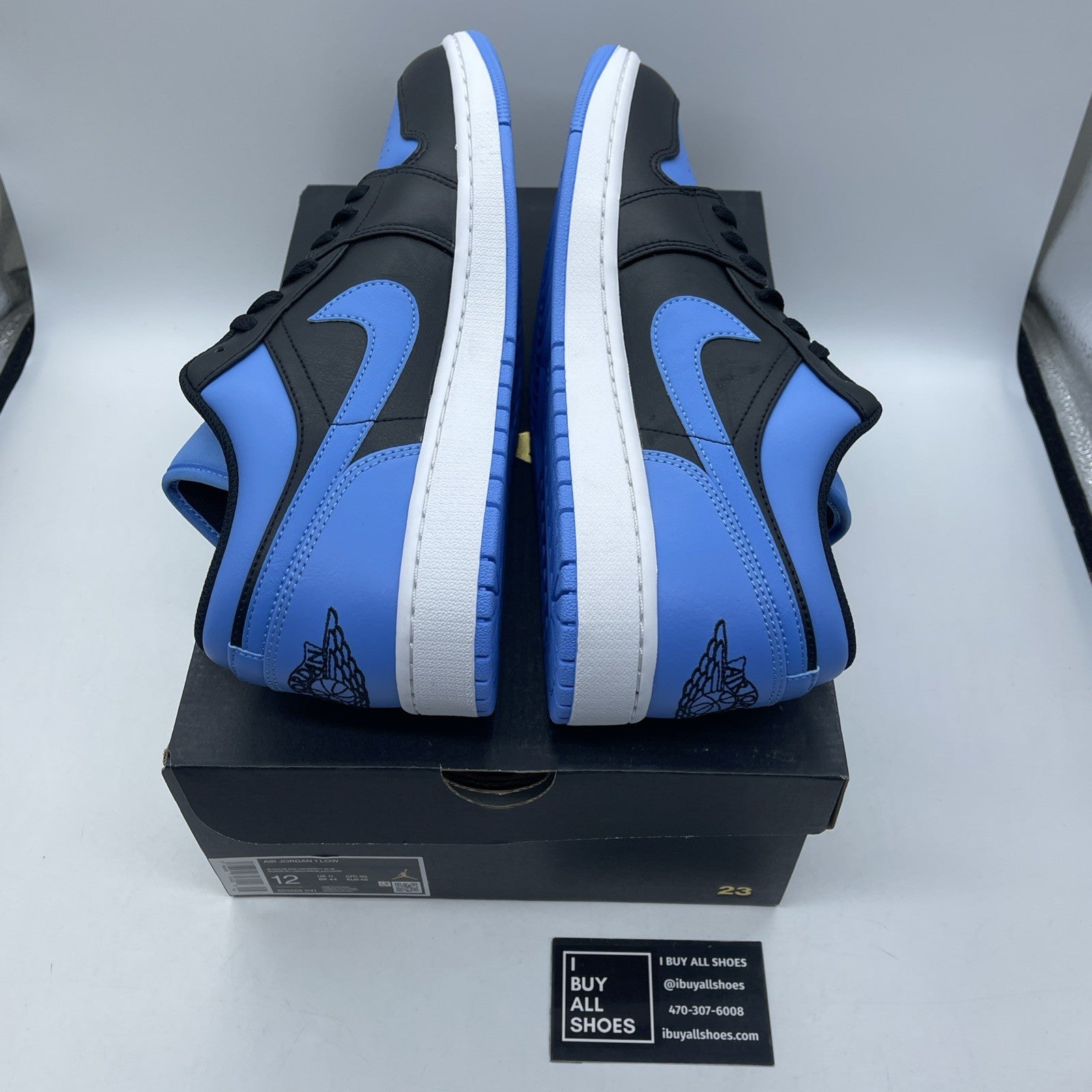 Size 12 - Air Jordan 1 Low University Blue Black Leather (553558-041)