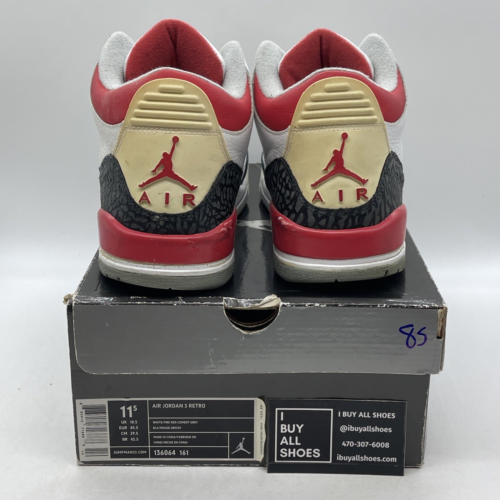 Size 11.5 - Air Jordan 3 Retro 2007 Fire Red (136064-161)