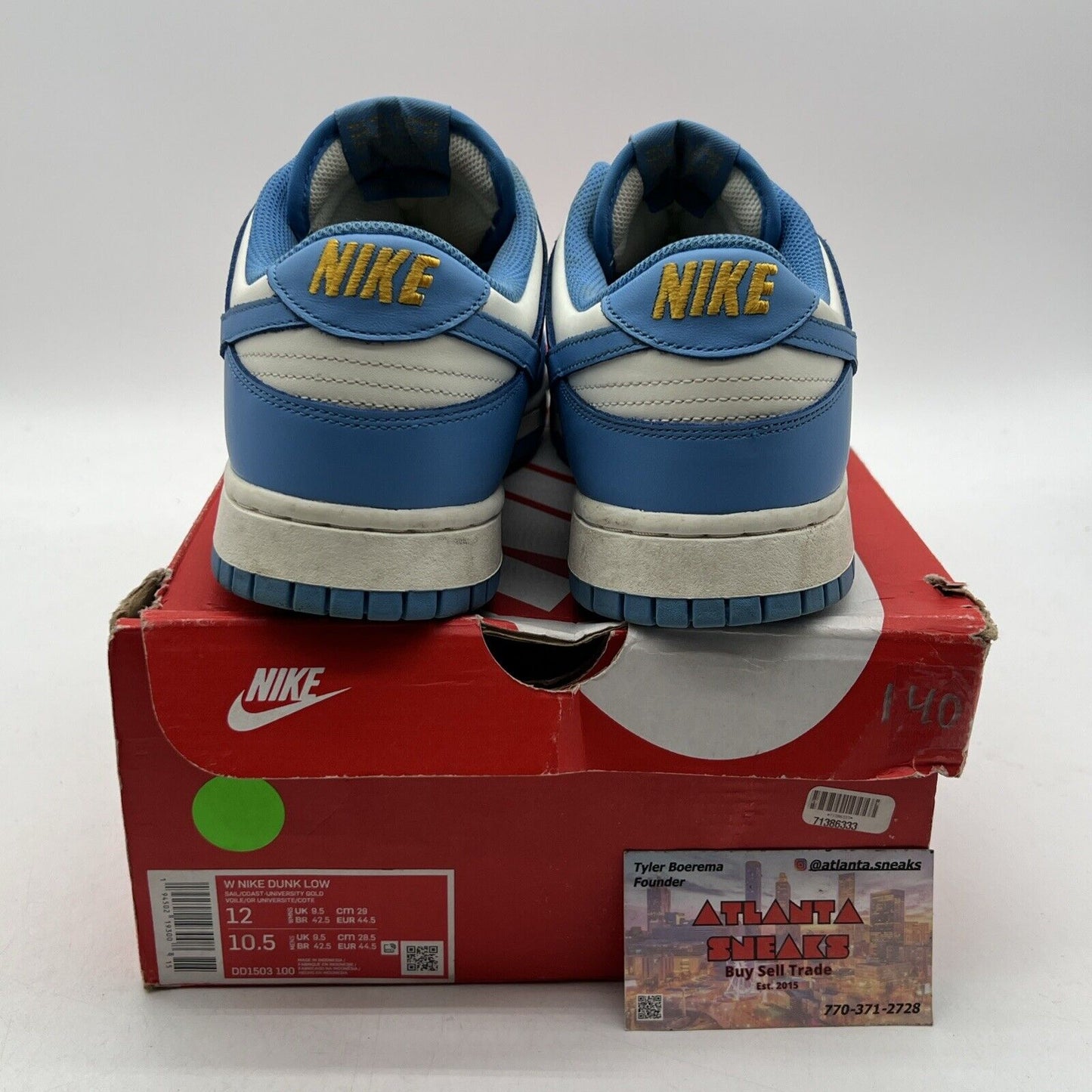 Size 12 - Nike Dunk Low Coast W White Blue Yellow Leather (DD1503-100)