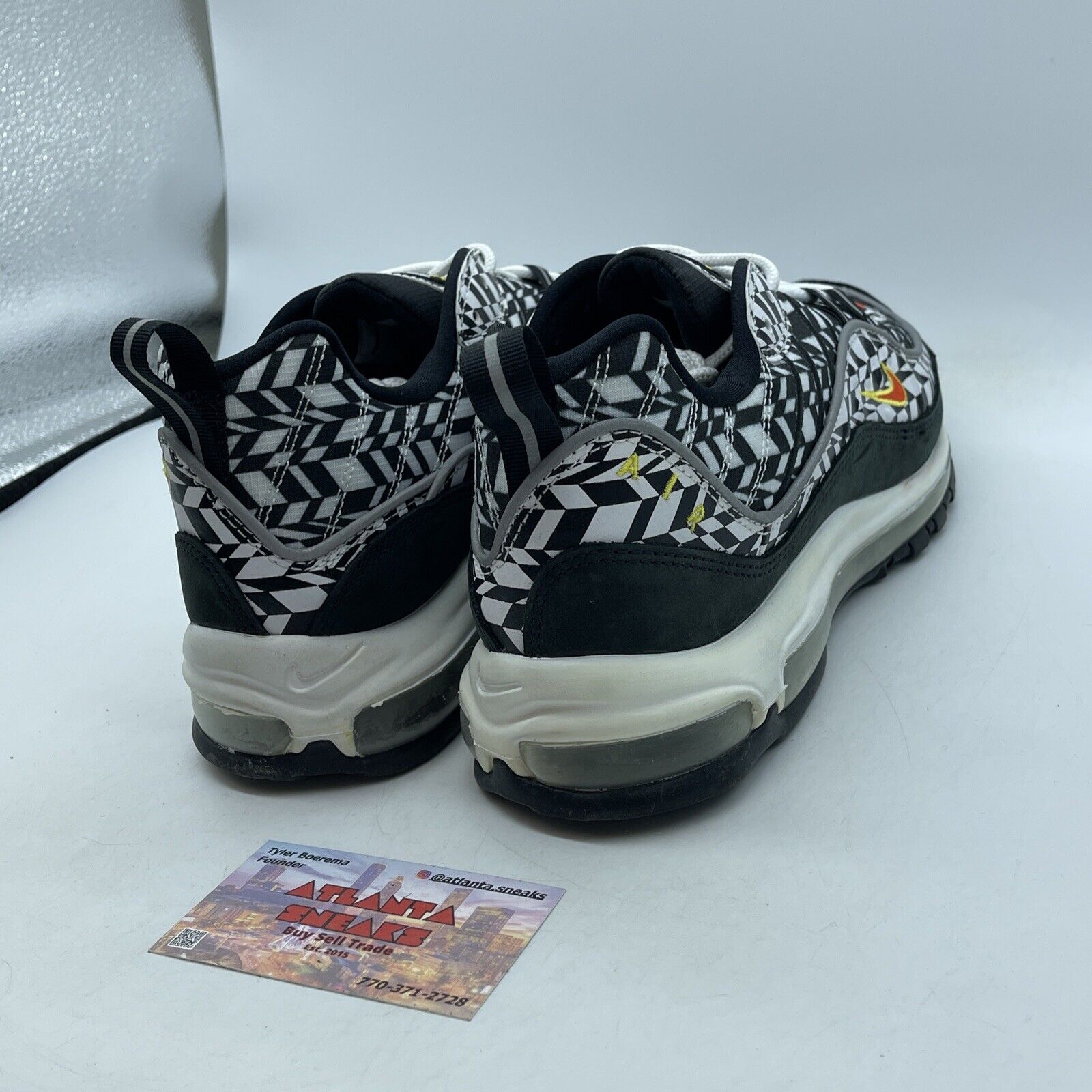 Size 11 - Nike Air Max 98 All Over Print Black White Suede Leather (AQ4130-100)
