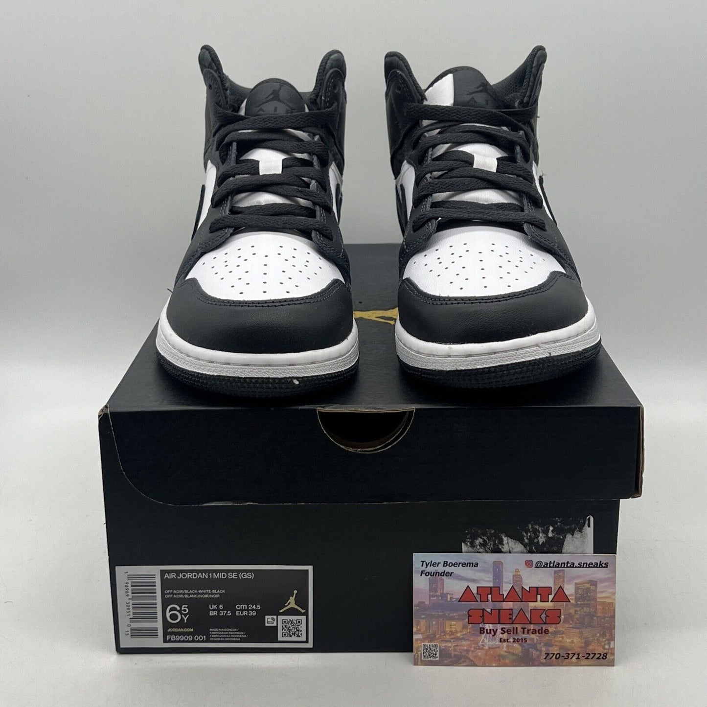 Size 7 - Air Jordan 1 SE Panda Elephant White Black Leather (FB9909-001)