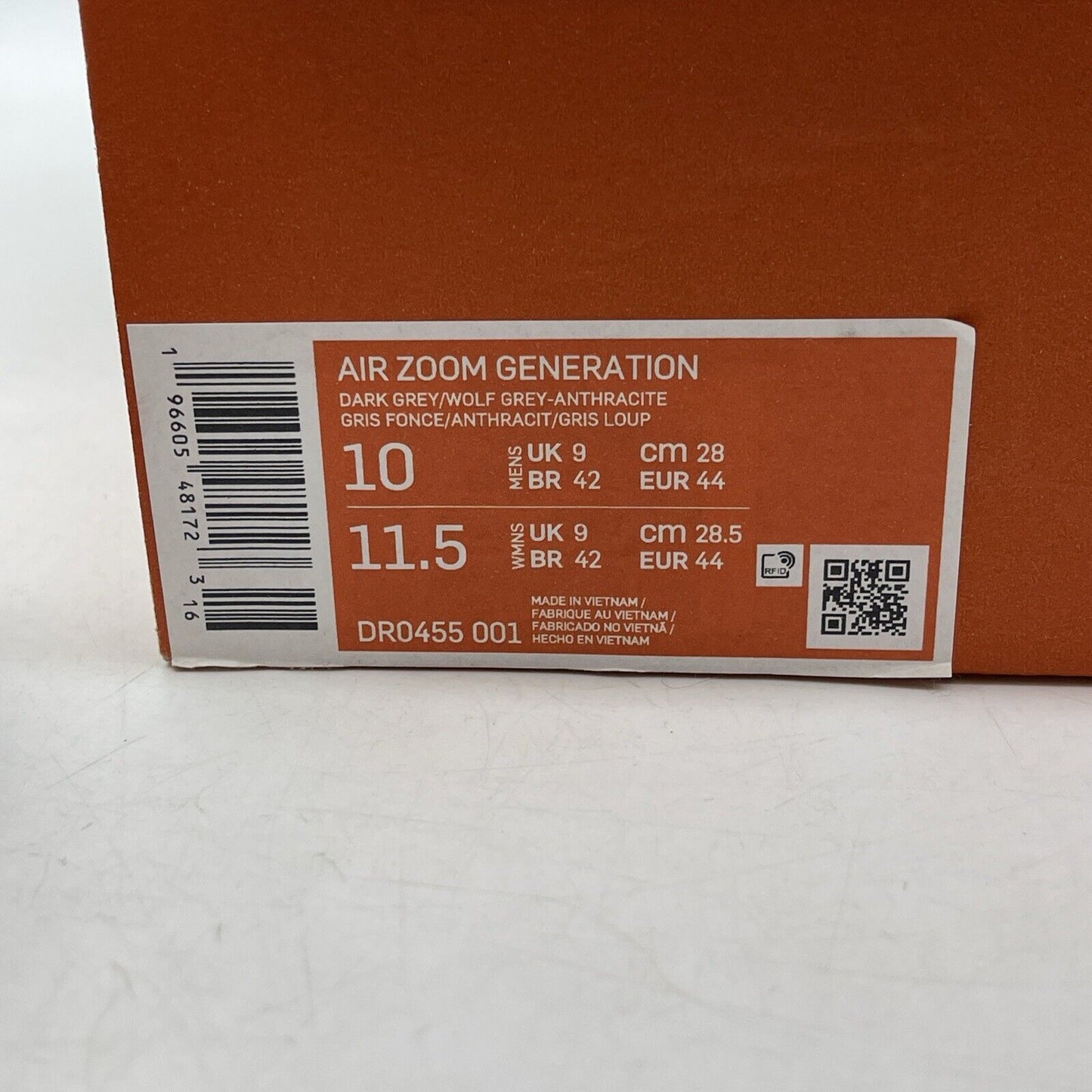Size 10 - Nike Air Zoom Generation Retro Dark Grey Black Suede (DR0455-001)