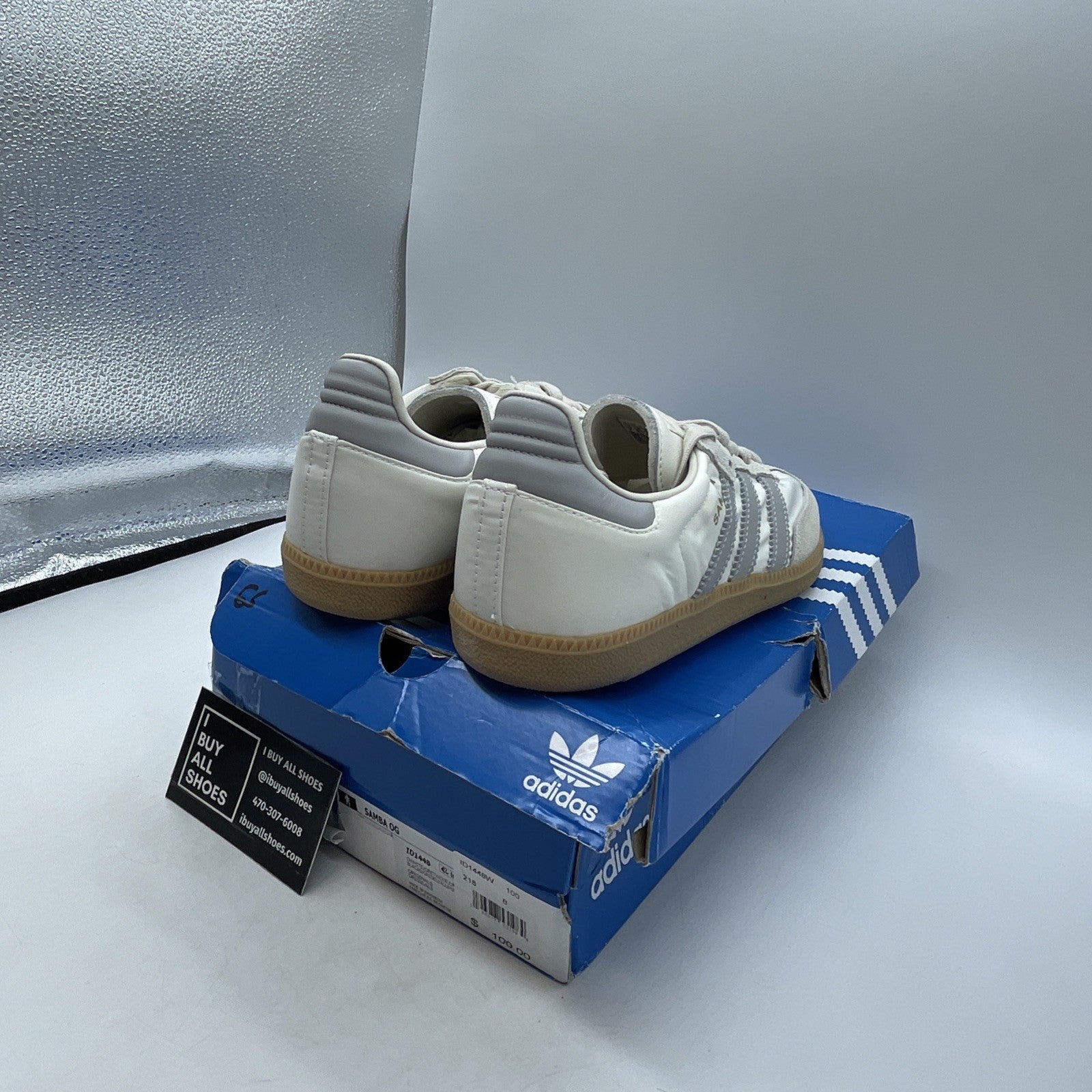 Size 7 - Adidas Samba OG Athletic Sneakers Off White Gray (ID1448)