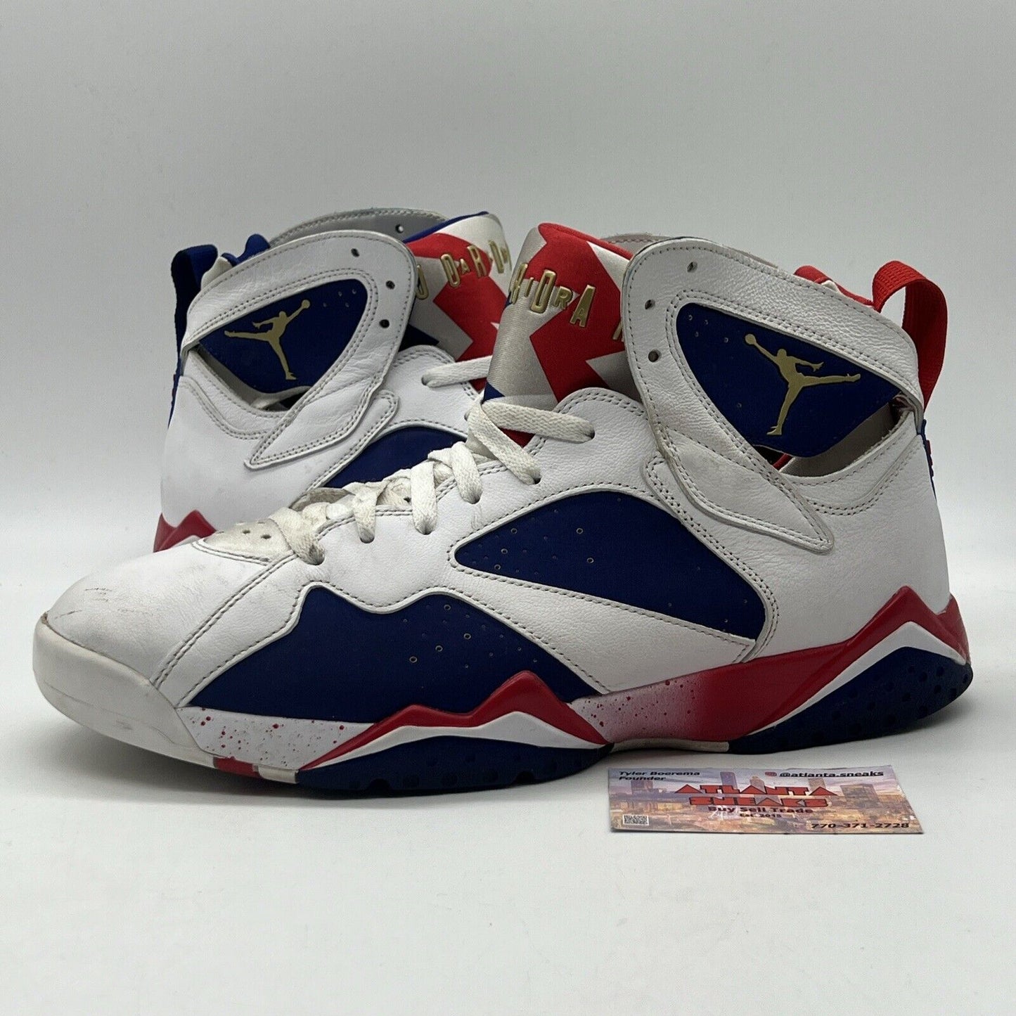 Size 12 - Air Jordan 7 Retro Tinker Alternate Navy Blue Red White Leather Used