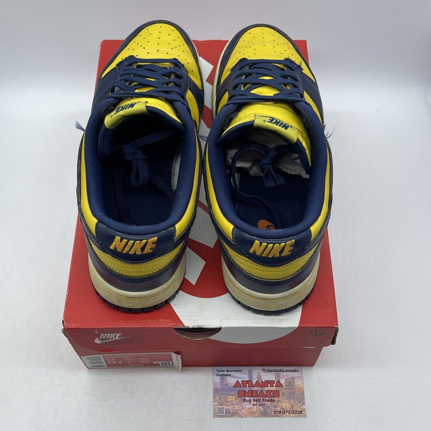 Size 12 - Nike Dunk Low Michigan 2021 Navy Yellow White Leather (DD1391-700)