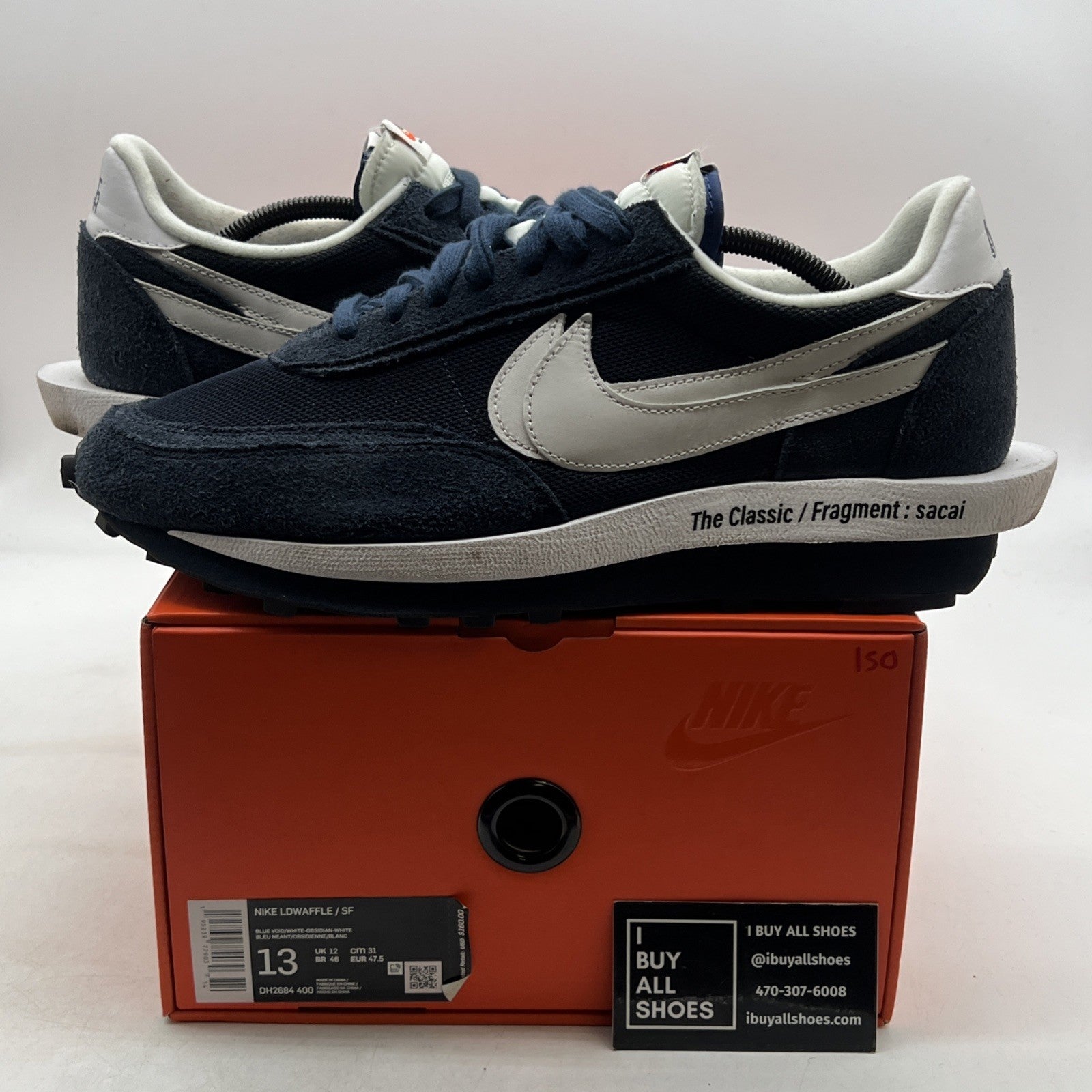Size 13 - Nike LDV Waffle x Fragment Design x sacai Low Blackened Blue