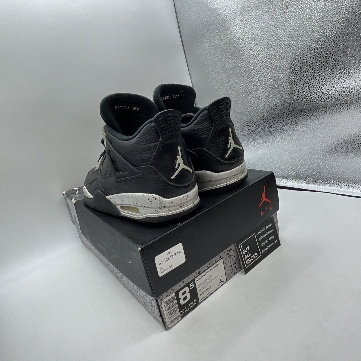 Size 8.5 - Air Jordan 4 Retro LS oreo 2015 (314254-003)