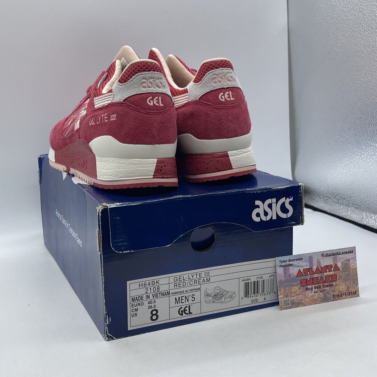 Size 8 - ASICS Gel Lyte 3 Strawberry & Cream Red Suede White Leather (H64BK2108)