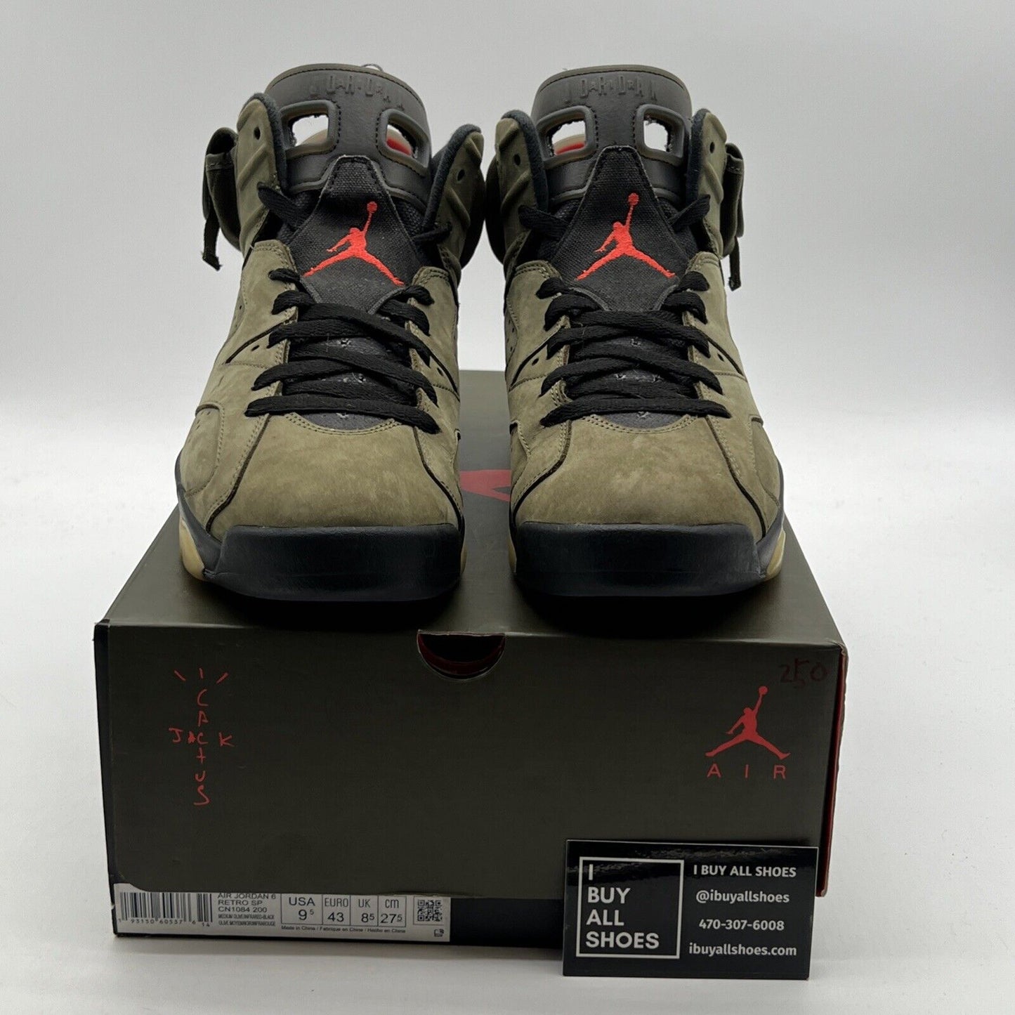 Size 9.5 - Air Jordan 6 Retro x Travis Scott Mid Olive (CN1084-200)