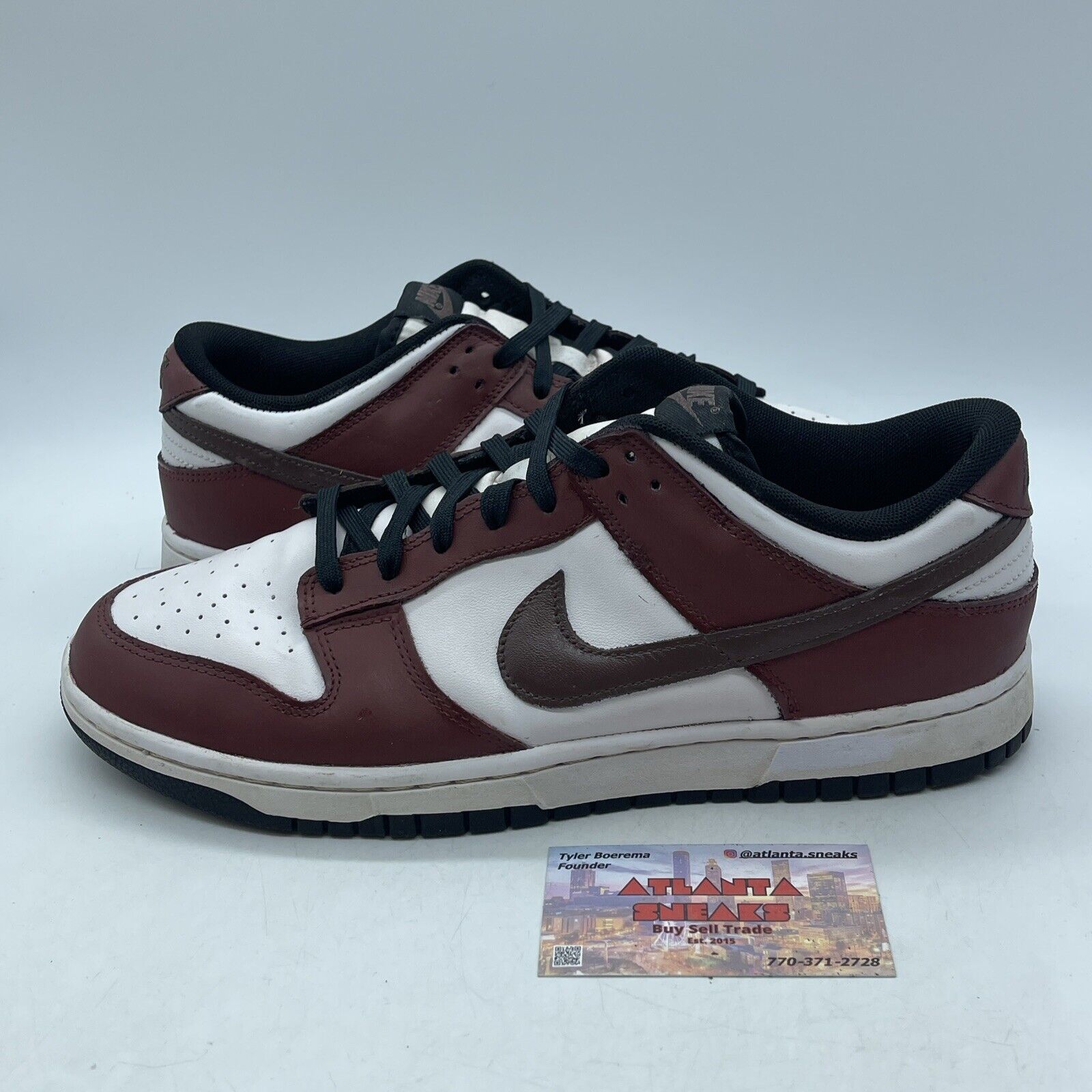Size 10.5 - Dunk Low Black White Burgundy Leather Custom* (DD1391-100)