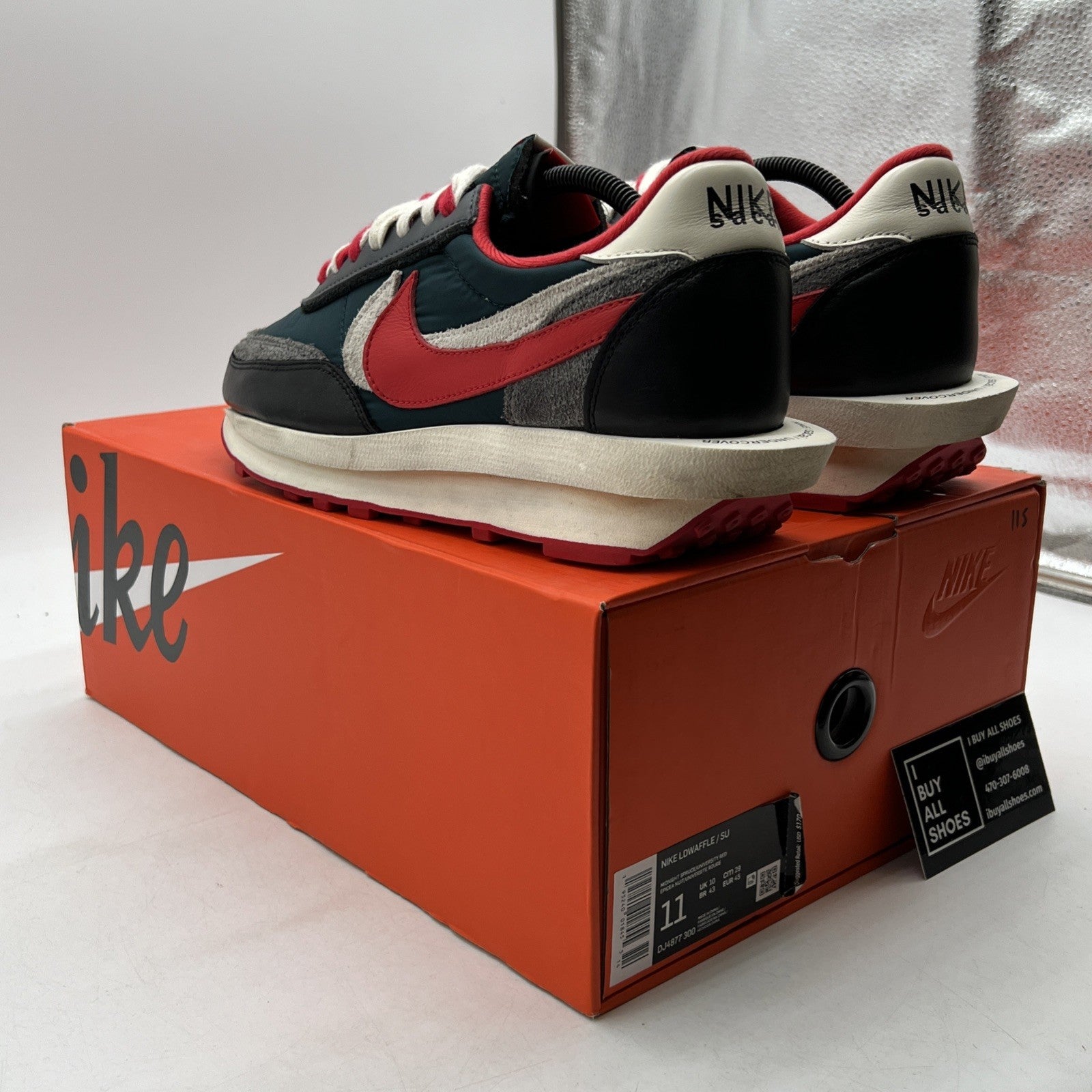 Size 11 - Nike sacai x Undercover x LDWaffle Midnight Spruce University Red