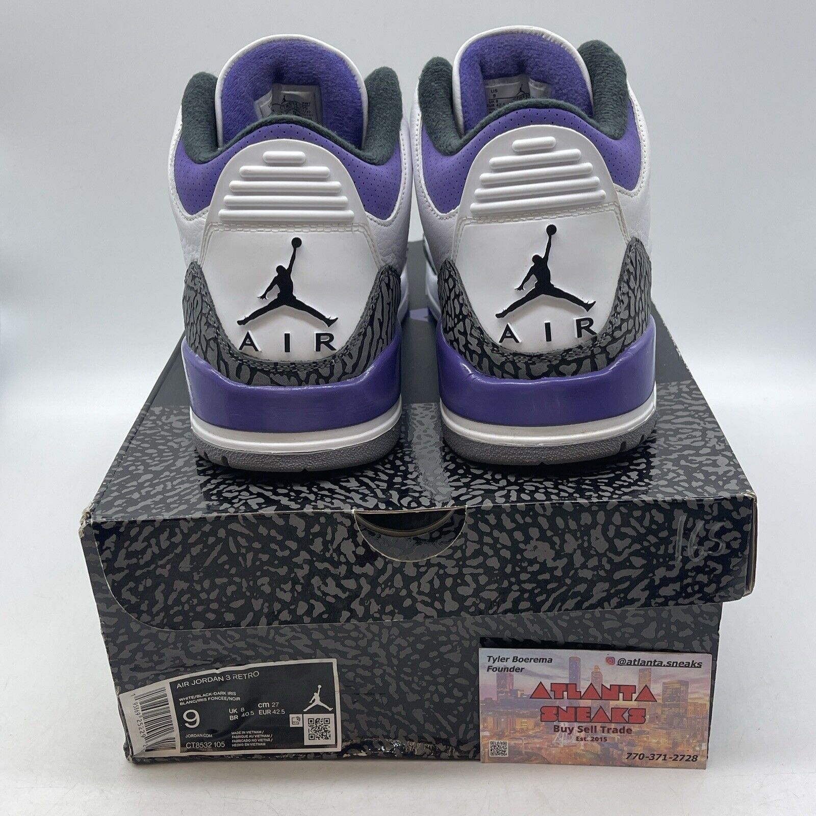 Size 9 - Jordan 3 Retro Mid Dark Iris Purple White Grey (CT8532-105)