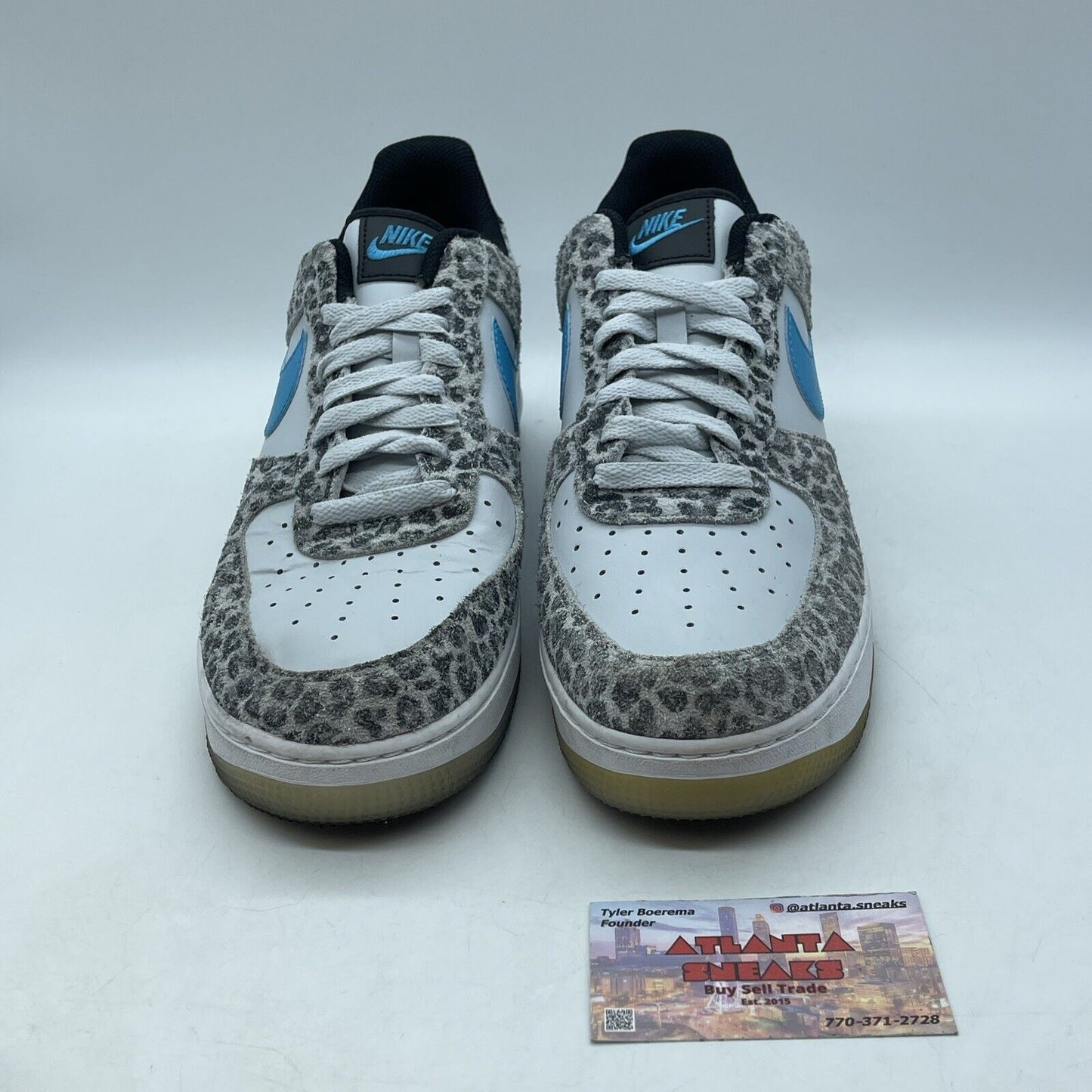 Size 11 - Nike Air Force 1 Premium Low Snow Leopard White Blue (DJ6192-001)