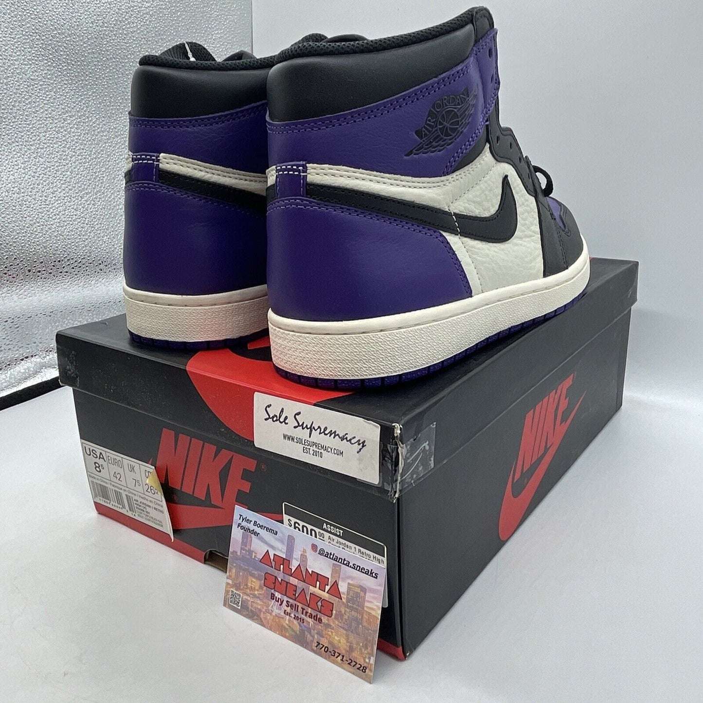 Size 8.5 - Air Jordan 1 Retro OG High Court Purple White Leather (555088-501)