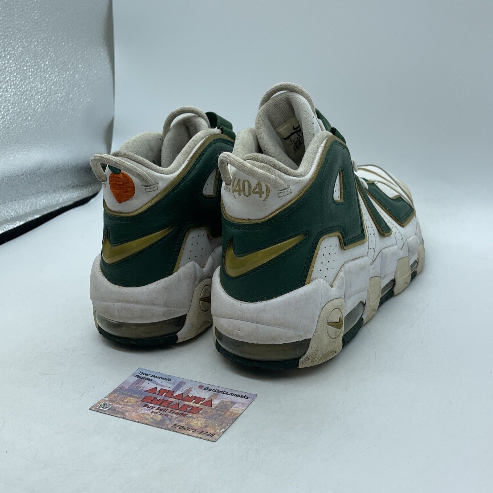 Size 9 - Nike Air More Uptempo QS Atlanta Green Gold White Leather (AJ3139-100)