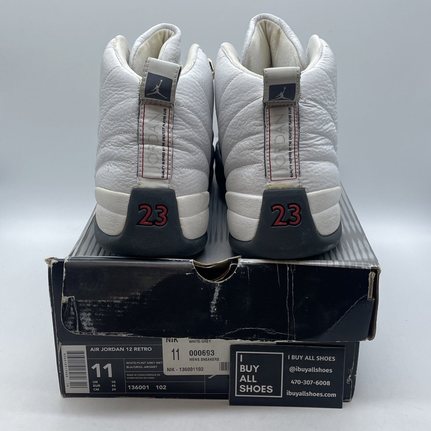 Size 11 - Air Jordan 12 Retro Flint Frey White Leather (136001-102)