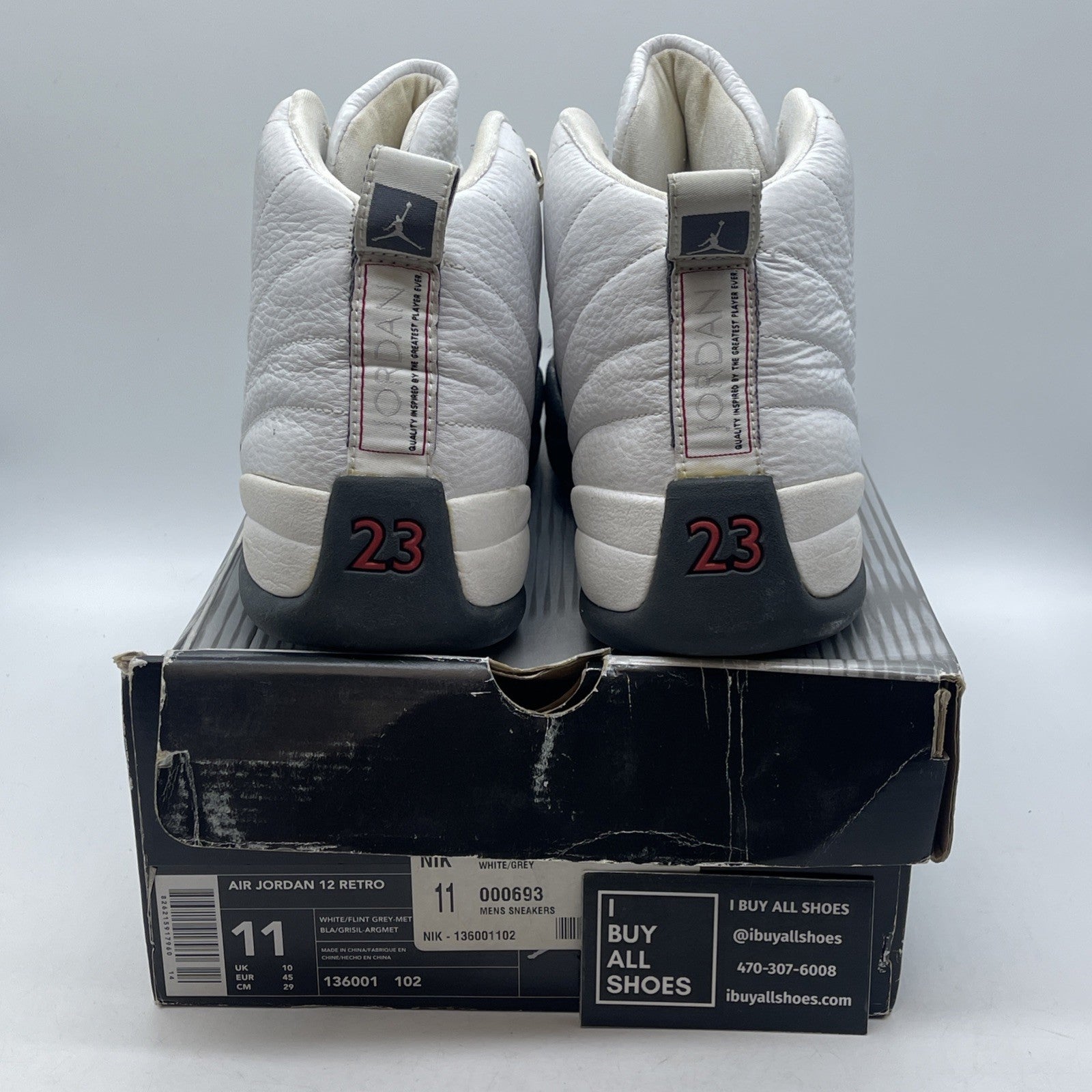 Size 11 - Air Jordan 12 Retro Flint Frey White Leather (136001-102)