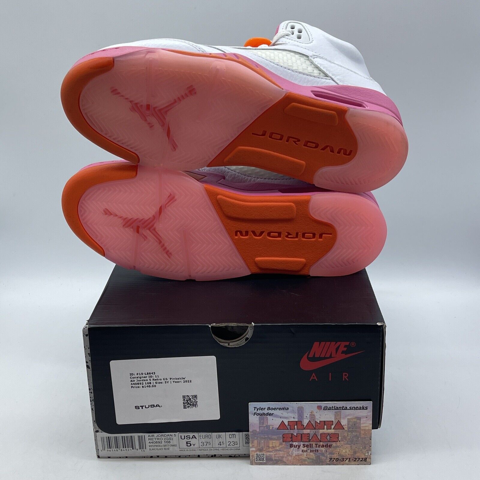 Size 5Y - Air Jordan 5 Pinksicle White Pink Orange Leather (440892-168)