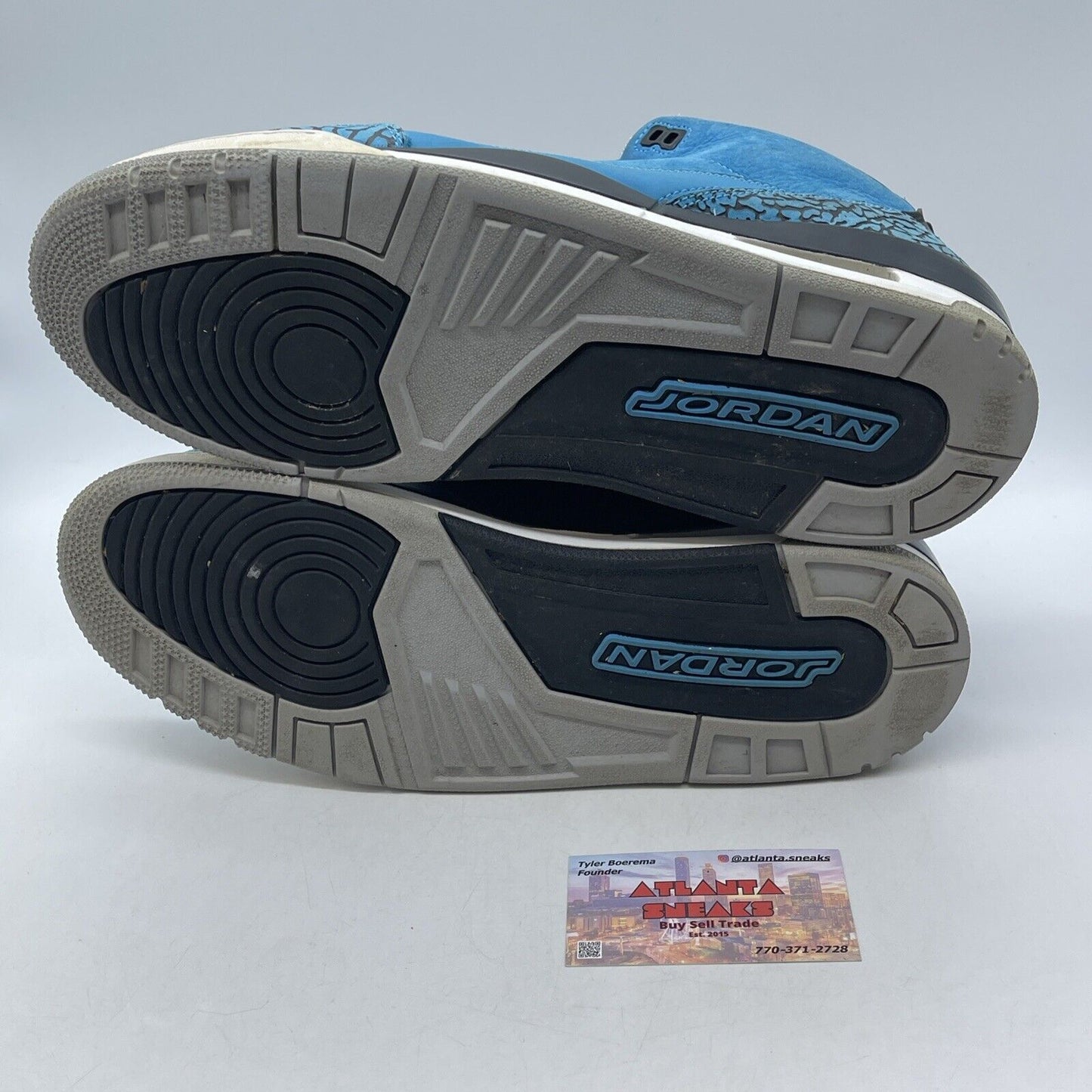 Size 12 - Air Jordan 3 Retro Powder Blue Black Suede Leather (136064-406)