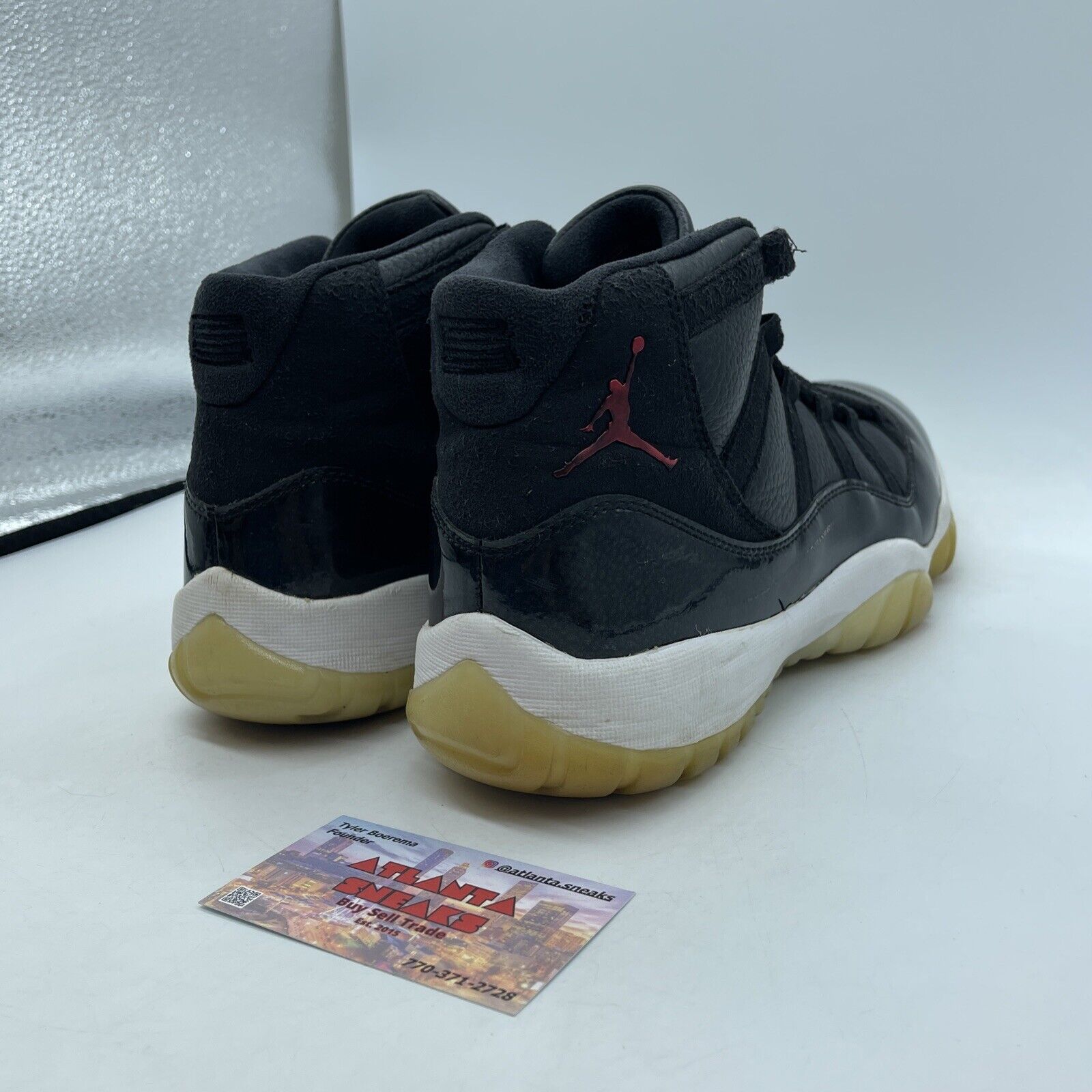 Size 10 - Jordan 11 Retro 72-10 2015 Black White Red Leather Suede (378037-002)