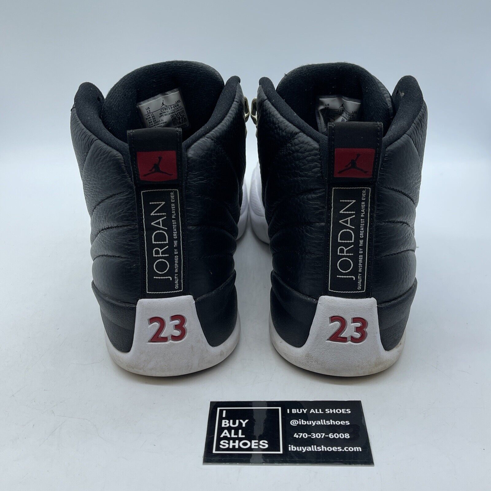 Size 12 - Jordan 12 Retro Mid Playoff Black White Red Leather (CT8013-006)
