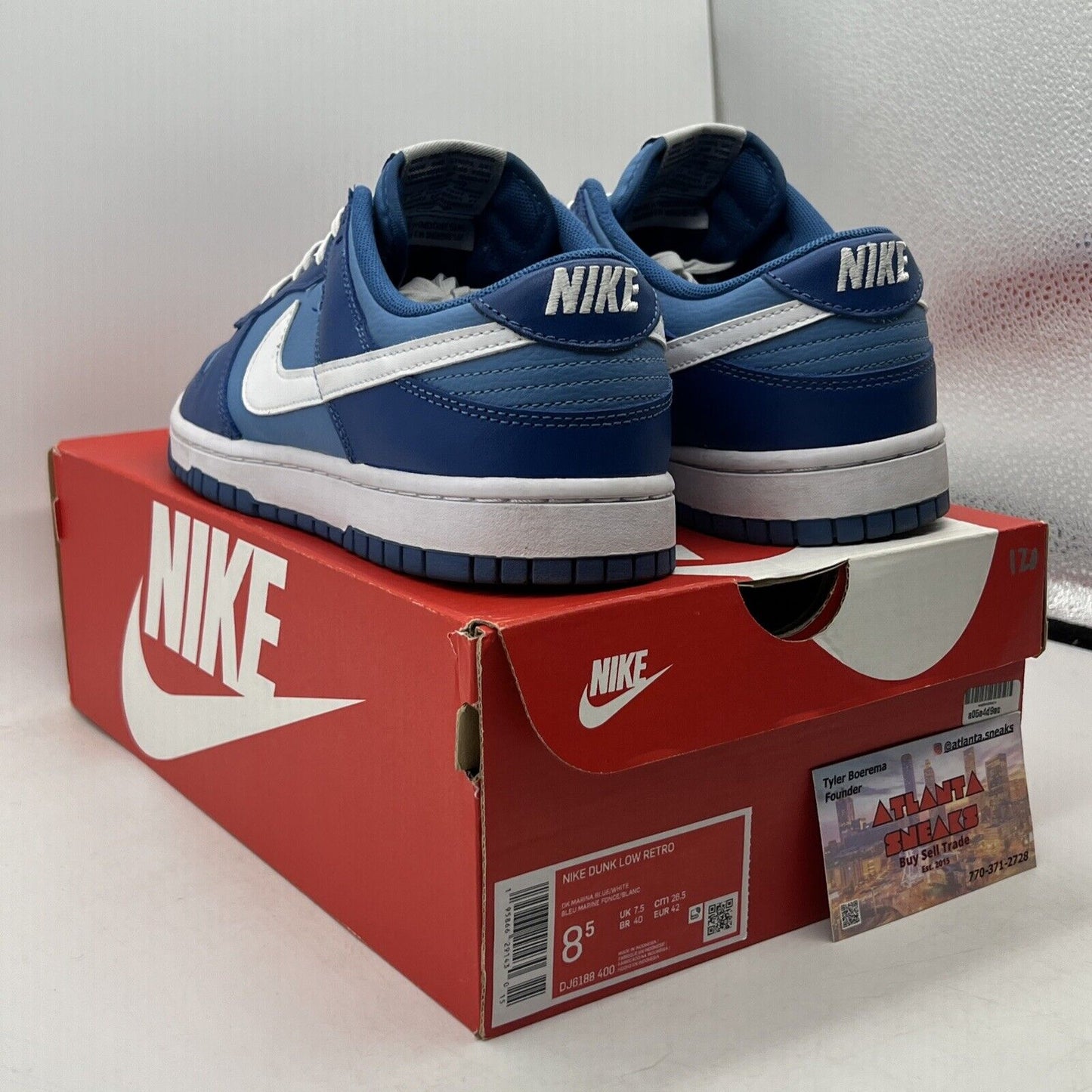 Size 8.5 - Nike Dunk Low Dark Marina Blue White Leather (DJ6188-400)