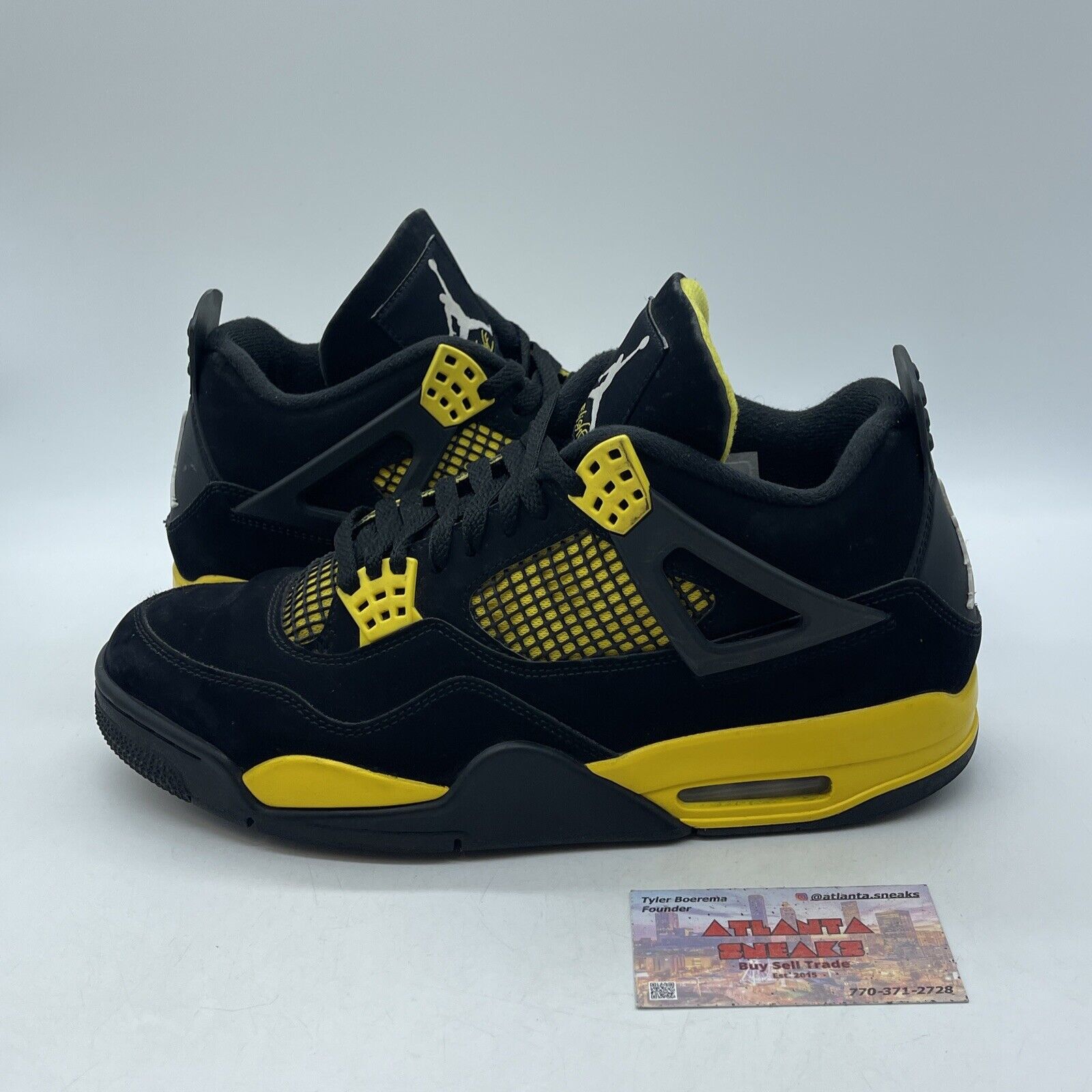 Size 10.5 - Jordan 4 Retro Mid Thunder Black Suede Yellow White (DH6927-017)