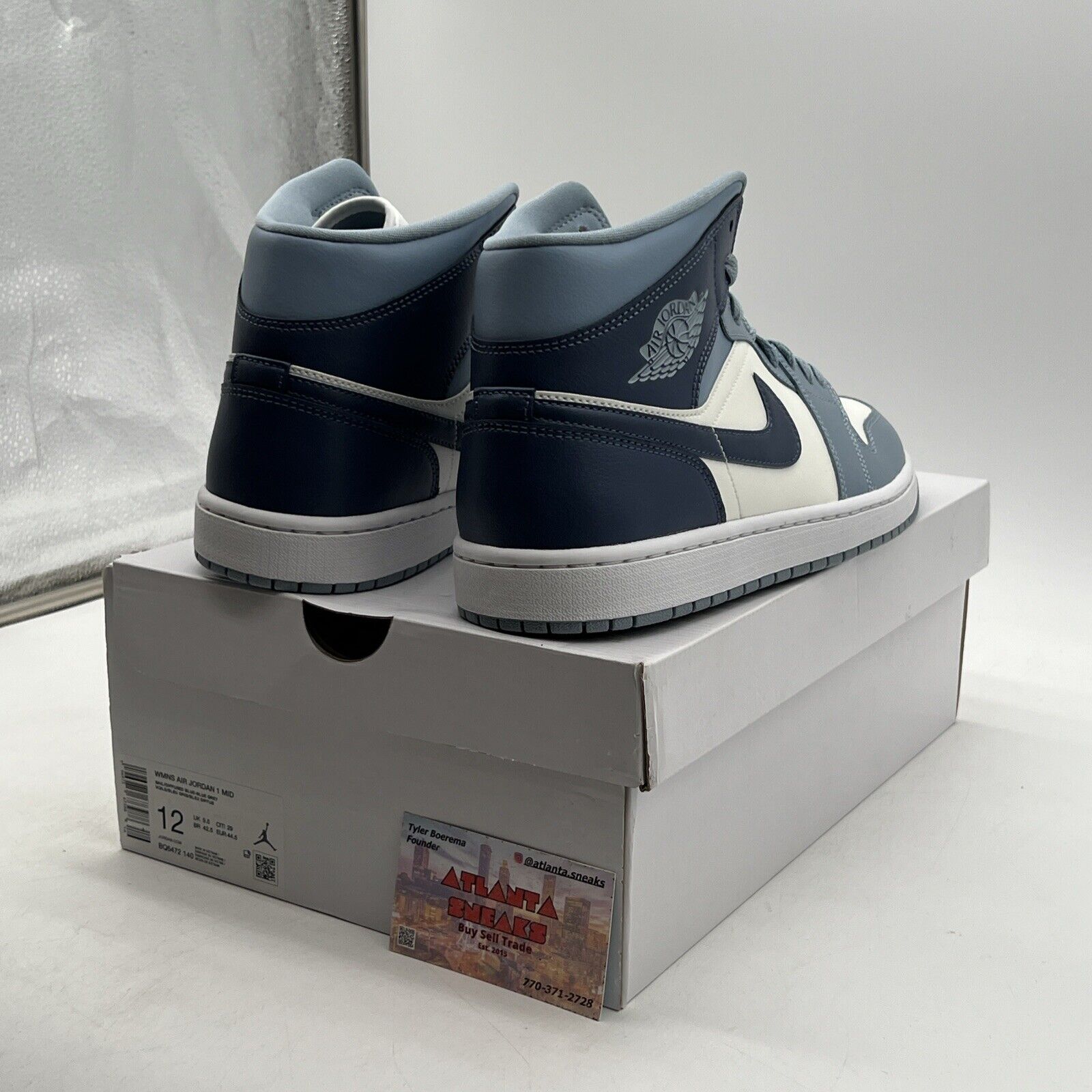 Size 12 - Air Jordan 1 Mid Diffused Blue W White Leather (BQ6472-140)