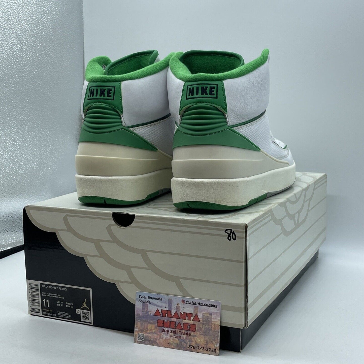 Size 11 - Jordan 2 Retro Lucky Green White Black Leather (DR8884-103)