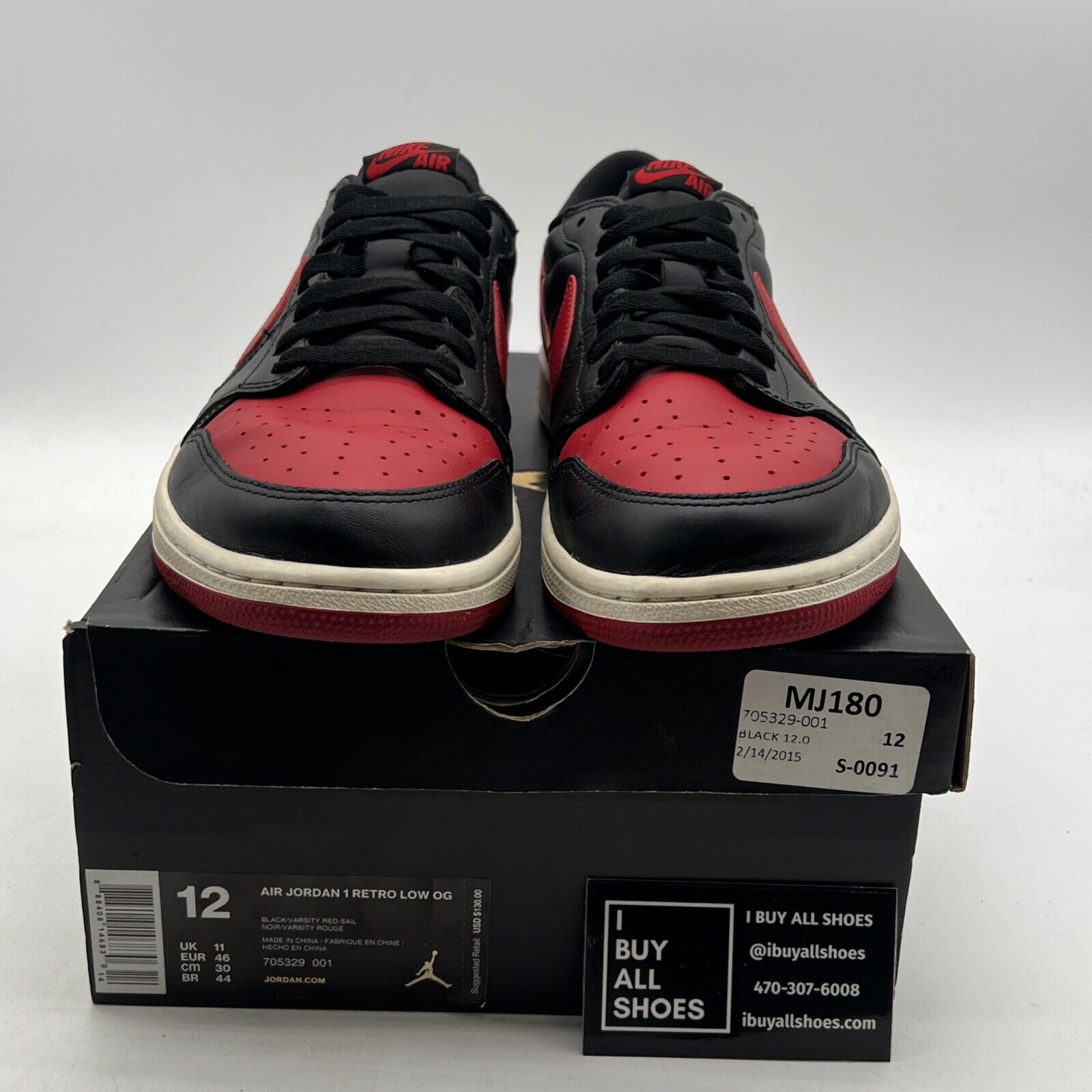 Size 12 - Air Jordan 1 Retro OG Low Bred (705329-001)