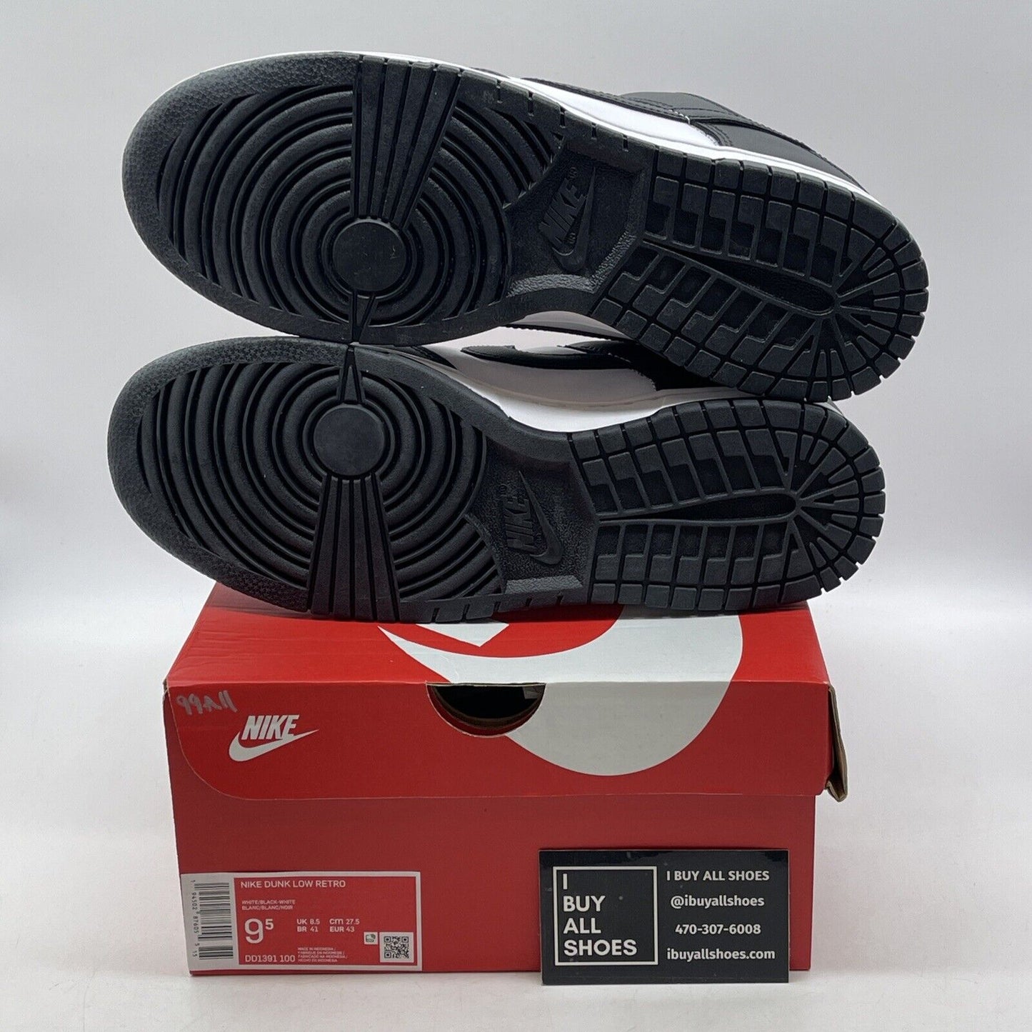 Size 9.5 - Nike Dunk Low Black White Suede Leather  (DD1391-100)