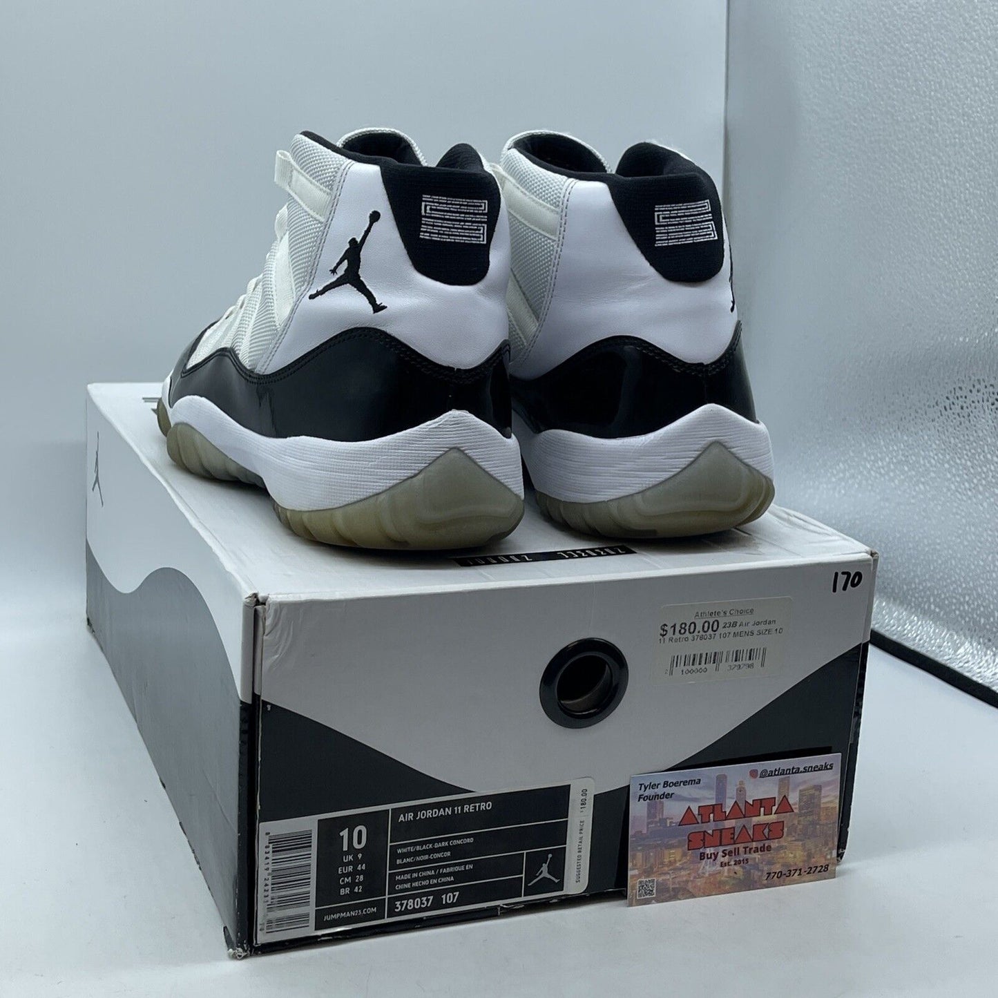 Size 10 - Jordan 11 Retro Concord 2011 Black White Leather Suede (378037-107)