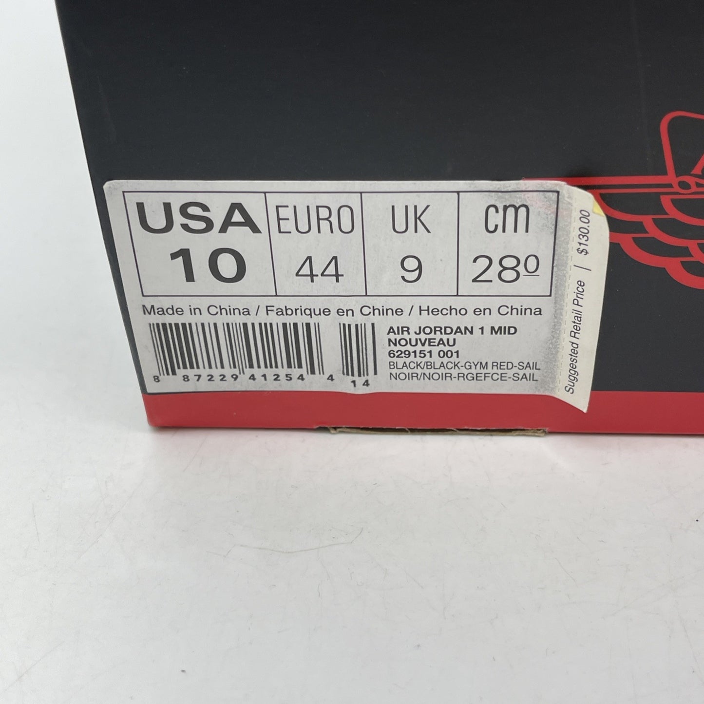 Size 10 - Air Jordan 1 Nouveau Mid Black Red White Suede (651232-007)