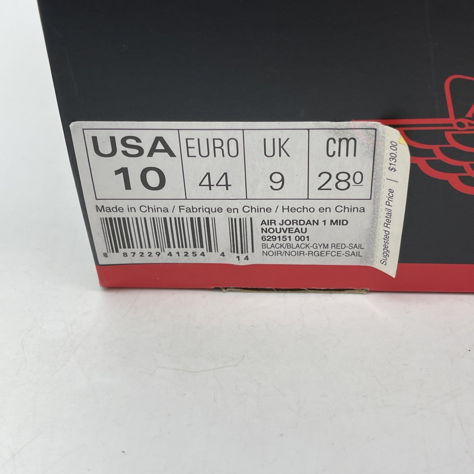 Size 10 - Air Jordan 1 Nouveau Mid Black Red White Suede (651232-007)