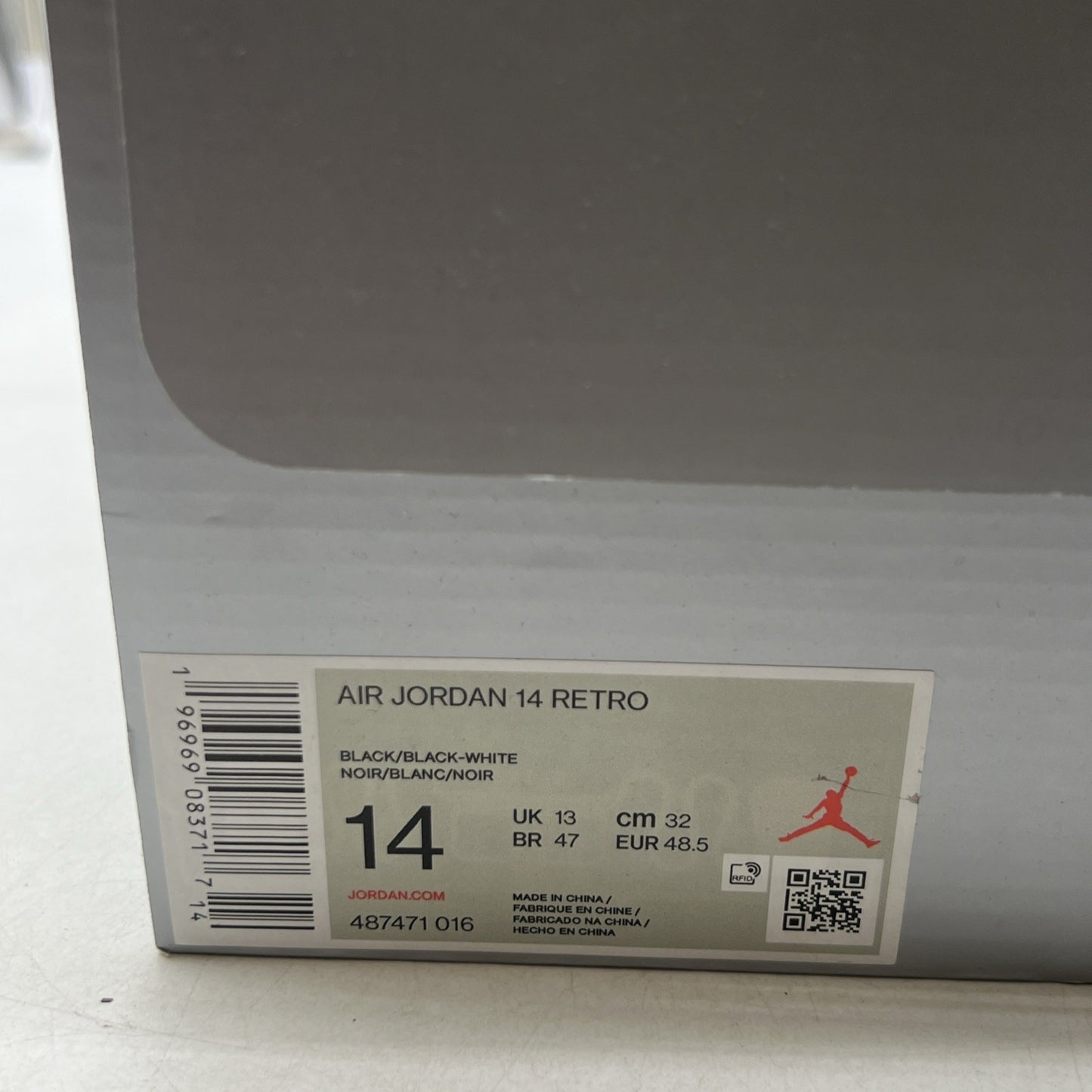 Size 14 - Air Jordan 14 Retro Black White (487471-016)