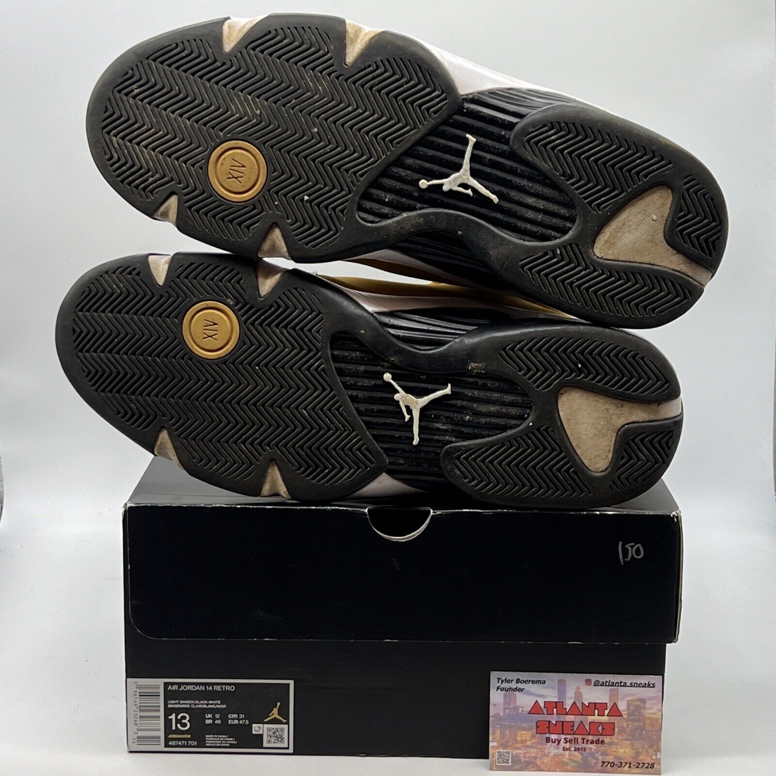Size 13 - Jordan 14 Retro Light Ginger 2022 White Black Suede (487471-701)