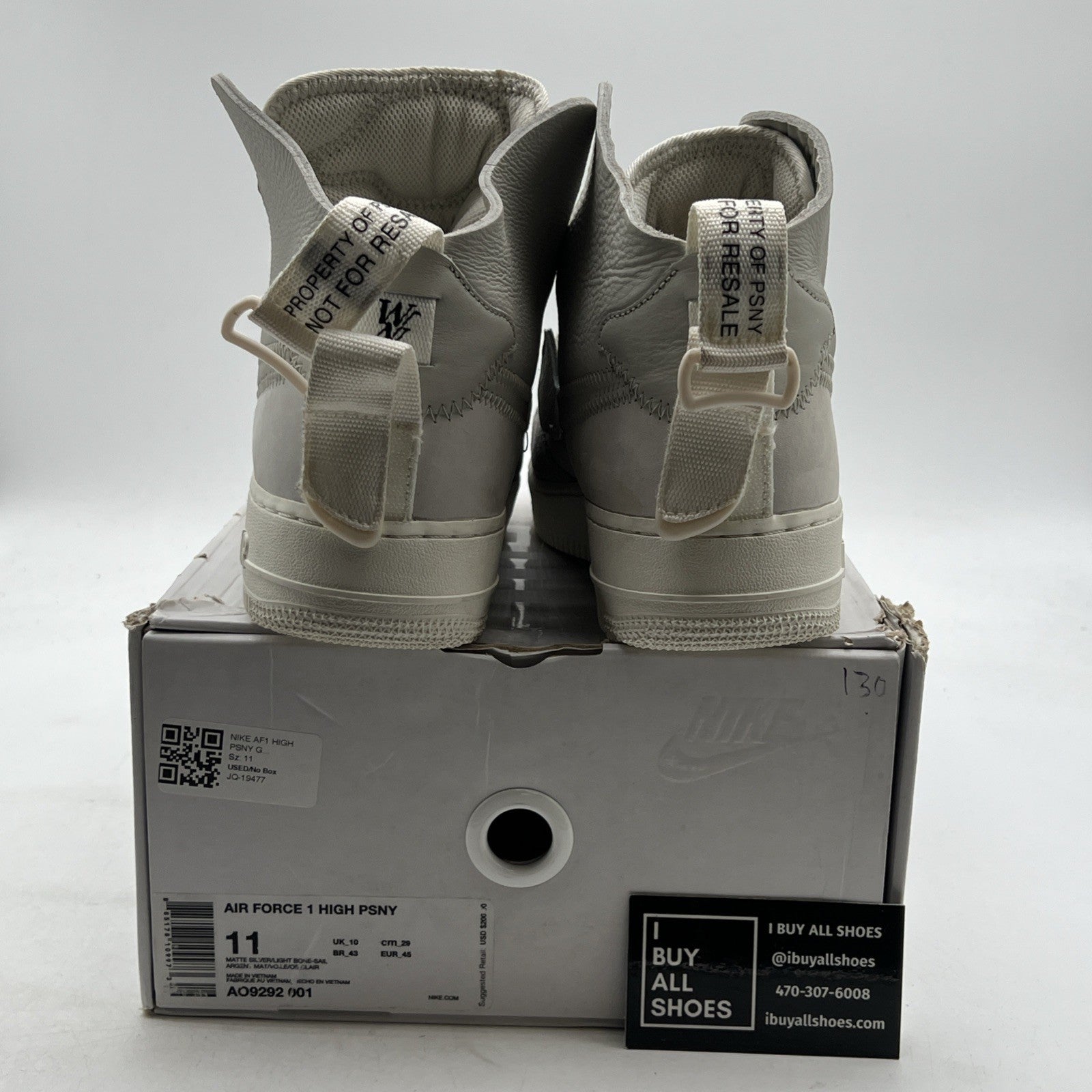Size 11 - Nike PSNY x Air Force 1 High Matte Silver (AO9292-001)