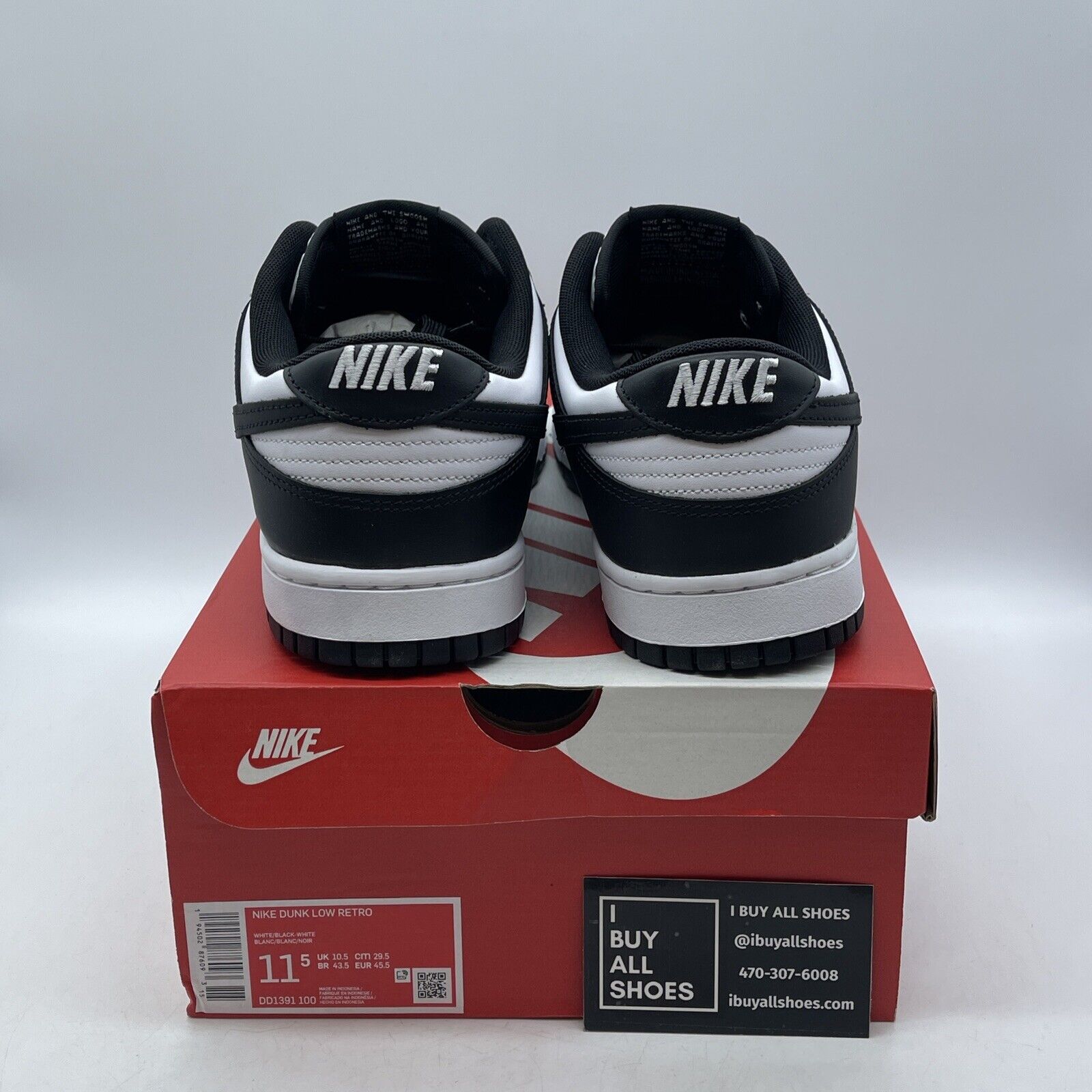 Size 11.5 - Nike Dunk Low Black White Suede Leather (DD1391-100)