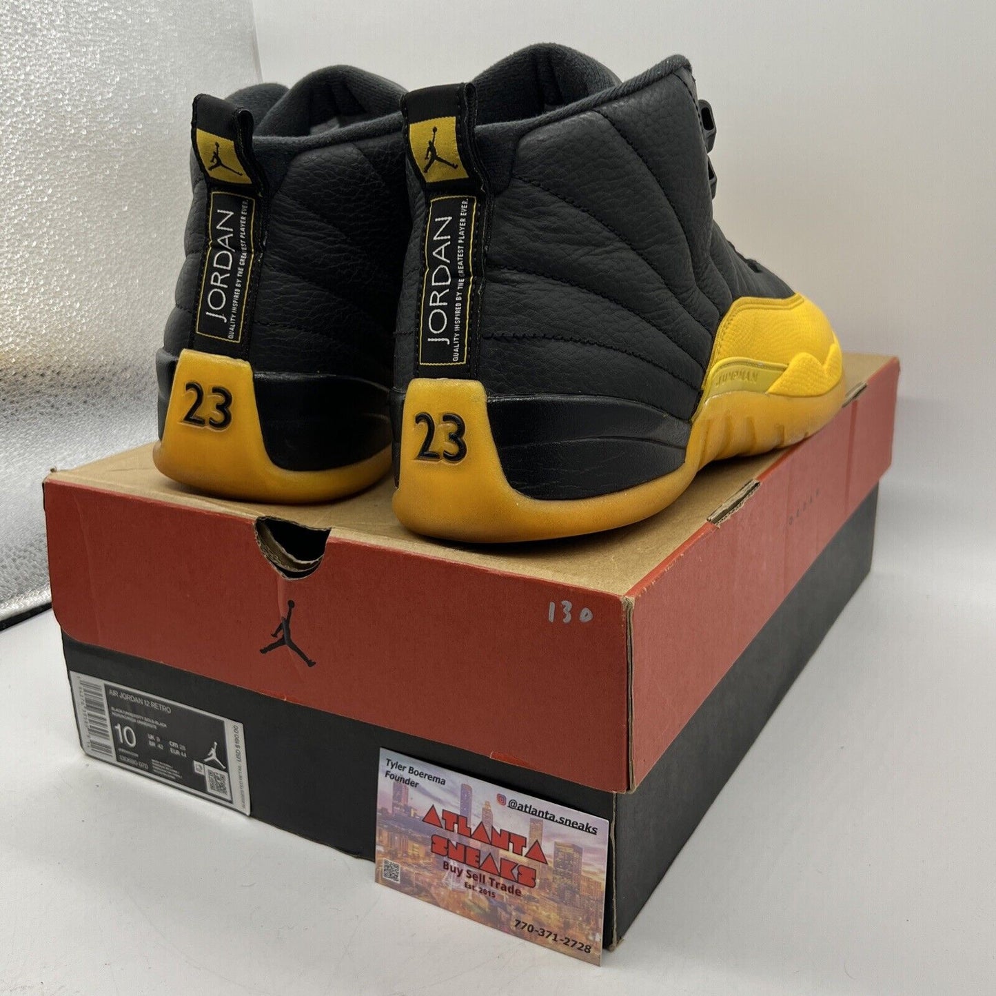 Size 10 - Jordan 12 Retro University Gold 2020 Black Yellow (130690-070)