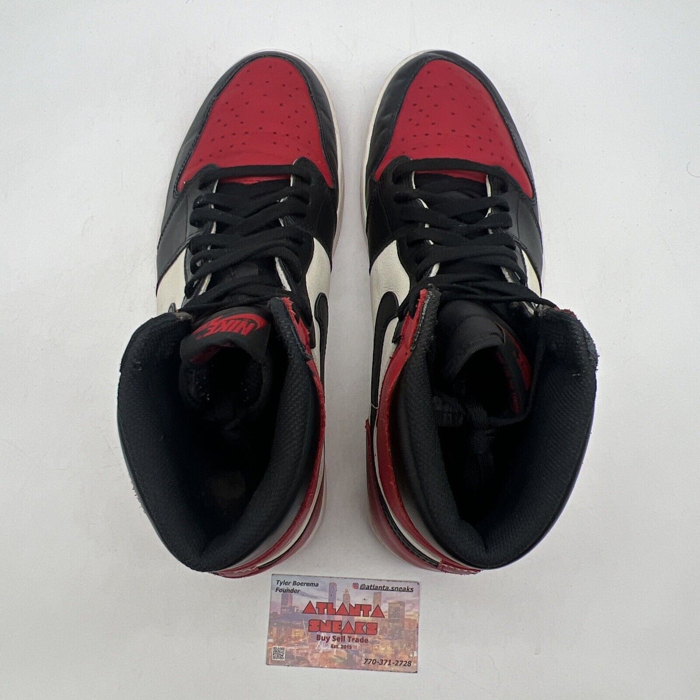 Size 13 - Jordan 1 Retro OG High Bred Toe Black White Red Leather (555088-610)