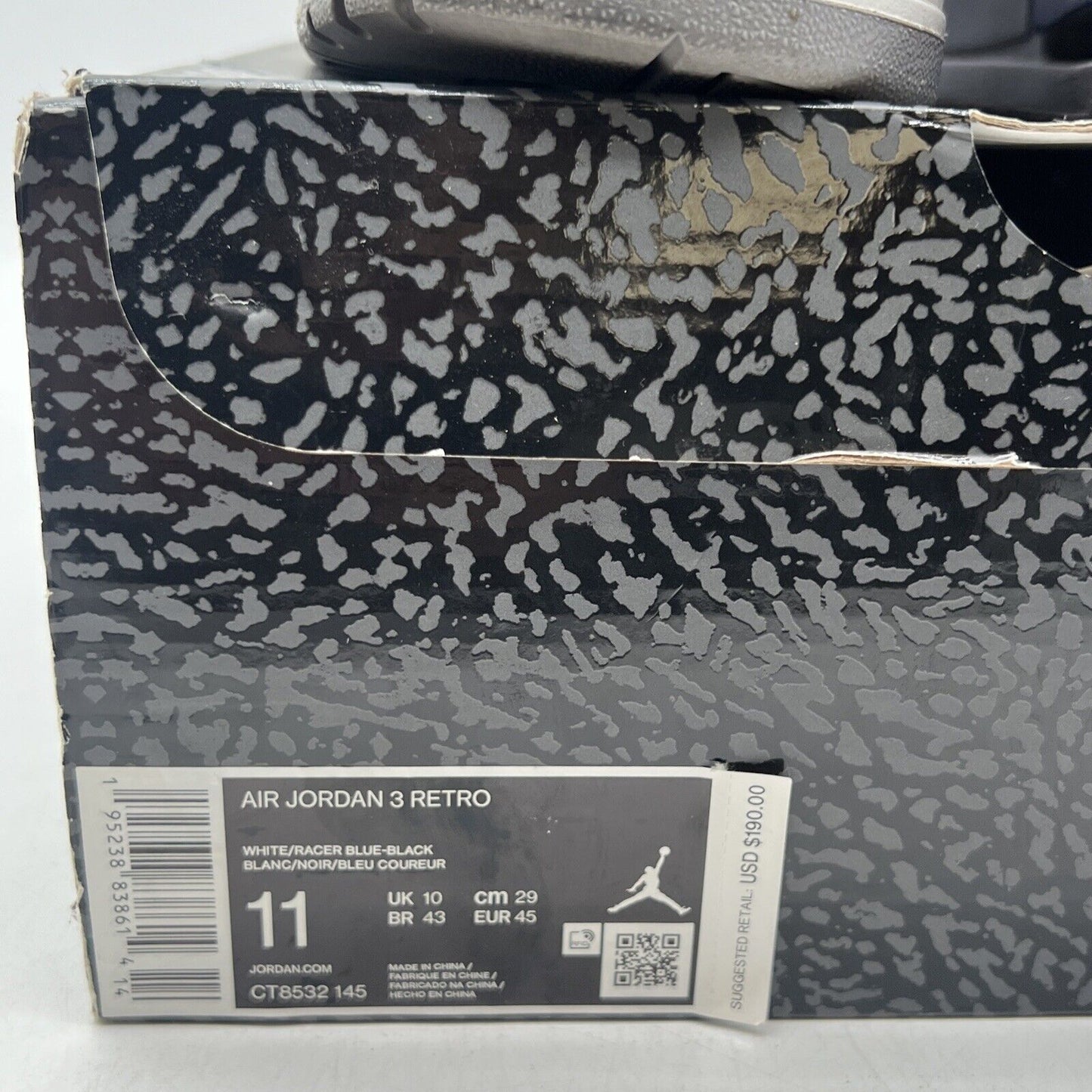 Size 11 - Jordan 3 Retro Mid Racer Blue White Black Leather Grey (CT8532-145)