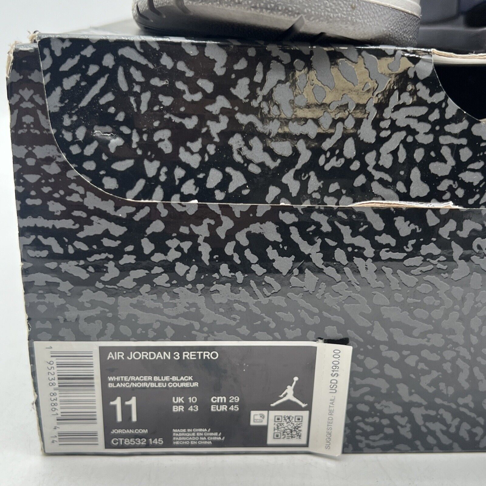 Size 11 - Jordan 3 Retro Mid Racer Blue White Black Leather Grey (CT8532-145)