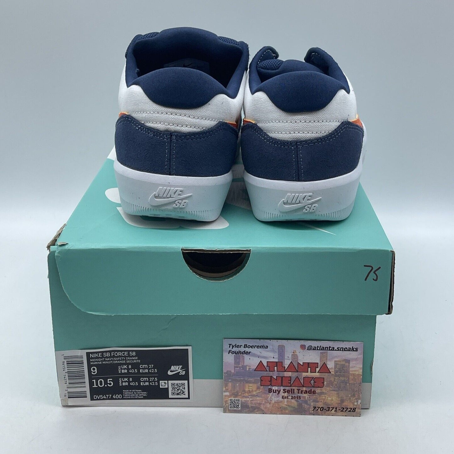 Size 9 - Nike Force 58 SB Midnight Navy Safety Orange Leather Suede (DV5477-400)