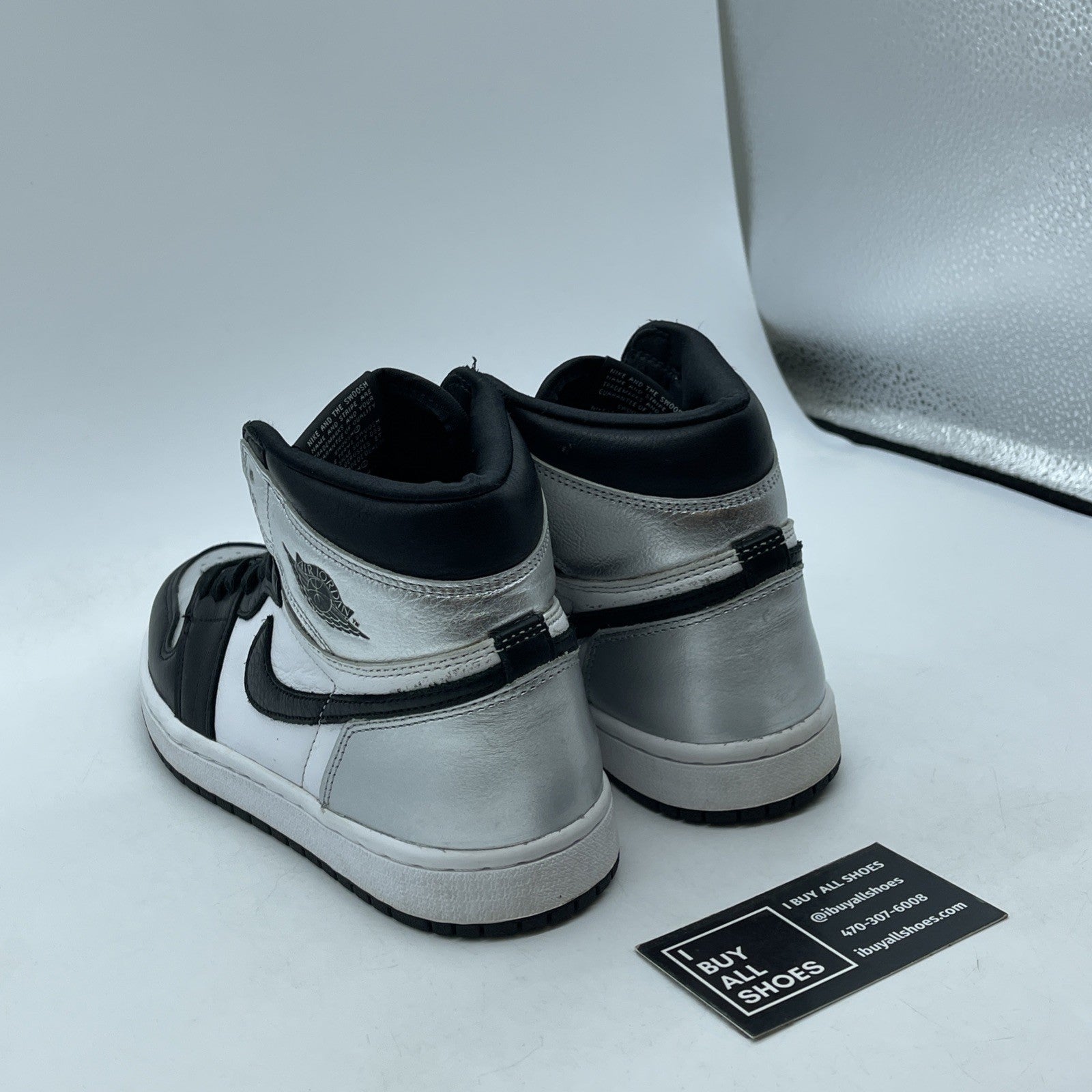 Size 6.5 - Jordan 1 High OG Metallic Silver Black Leather (CD0461-001)