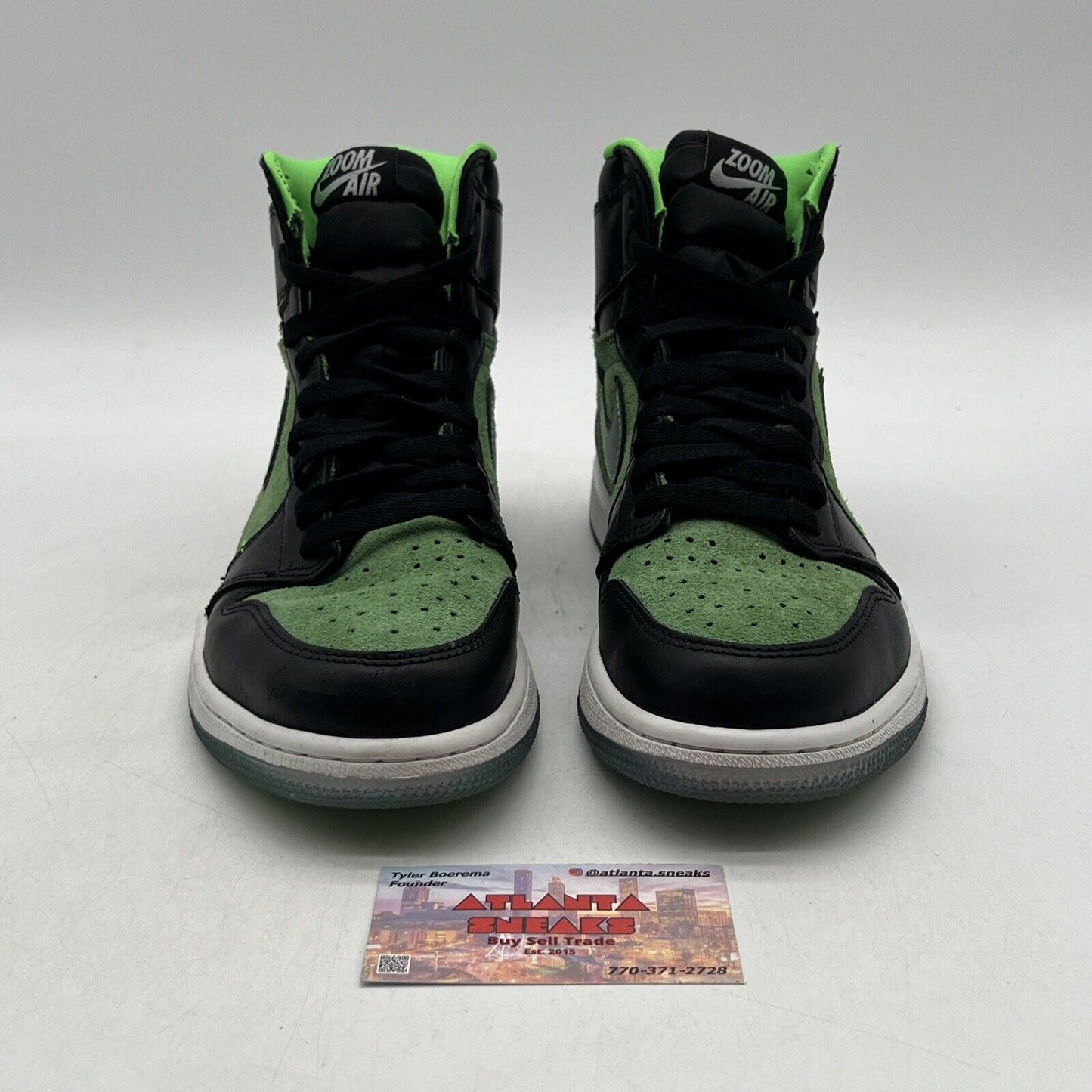 Size 9.5 - Air Jordan 1 Zoom High Zen Green Black White Suede (CK6637-002)