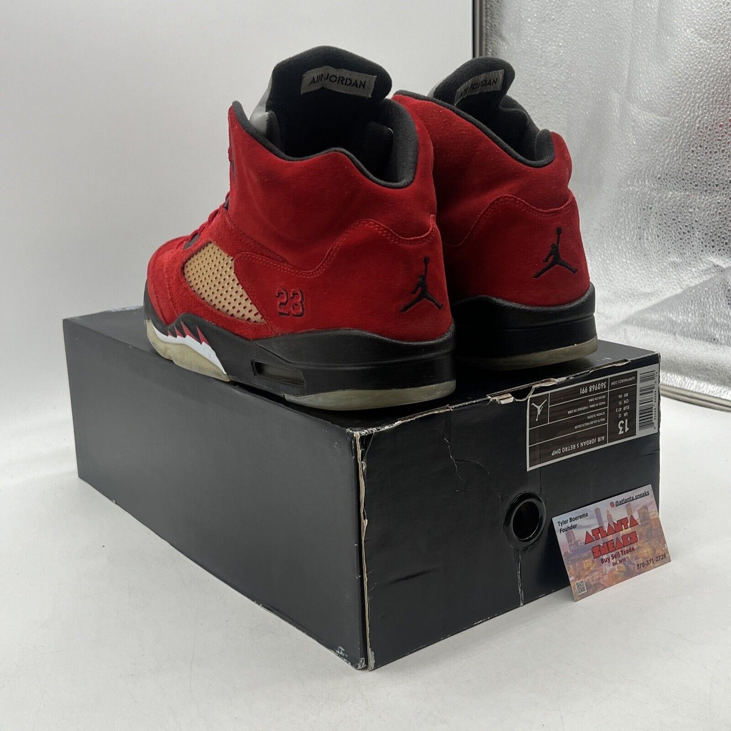 Size 13 - Air Jordan 5 Retro Raging Bull Red Suede Black Grey (136027-601)