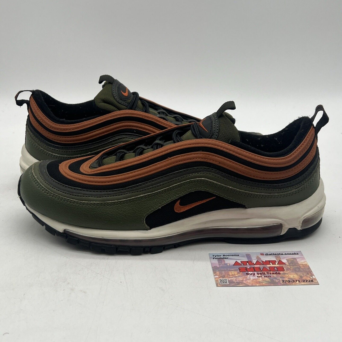 Size 12 - Nike Air Max 97 Black Olive White Black Leather (DQ4687-300)