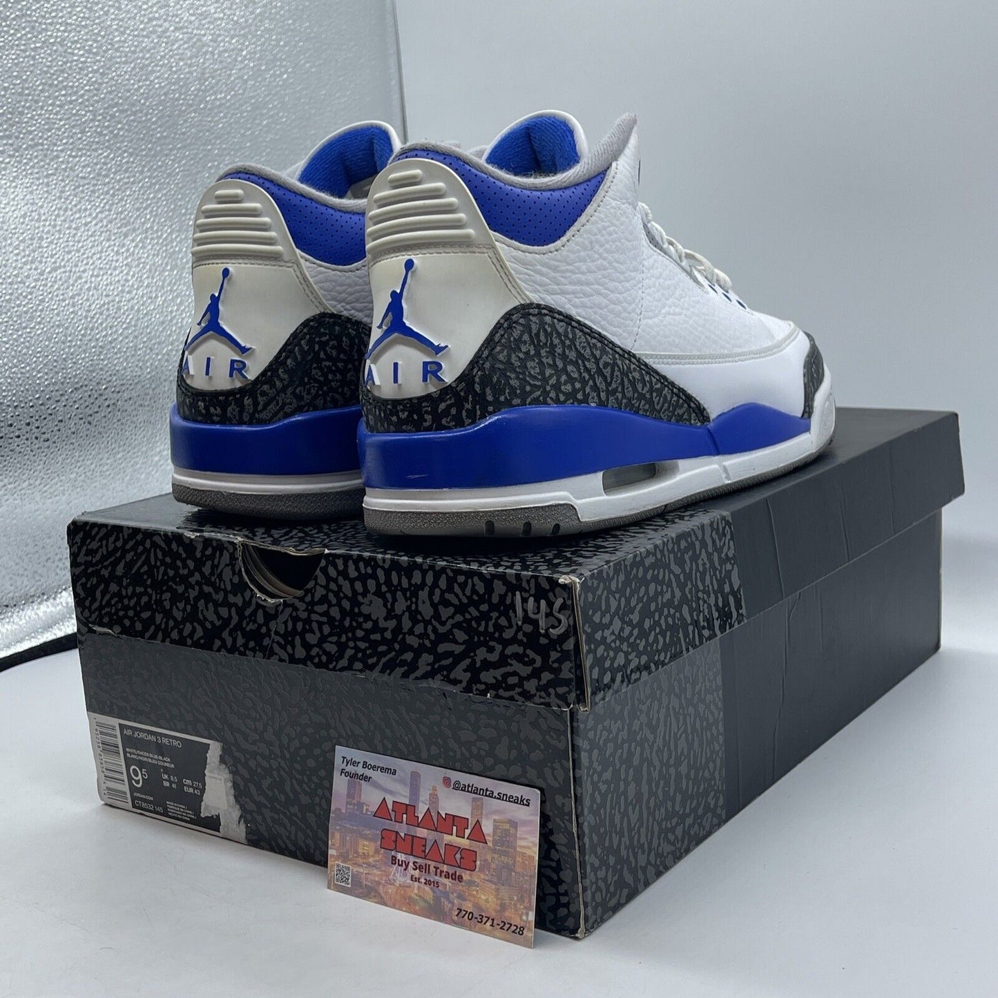 Size 9.5 - Jordan 3 Retro Mid Racer Blue White Gray Leather (CT8532-145)