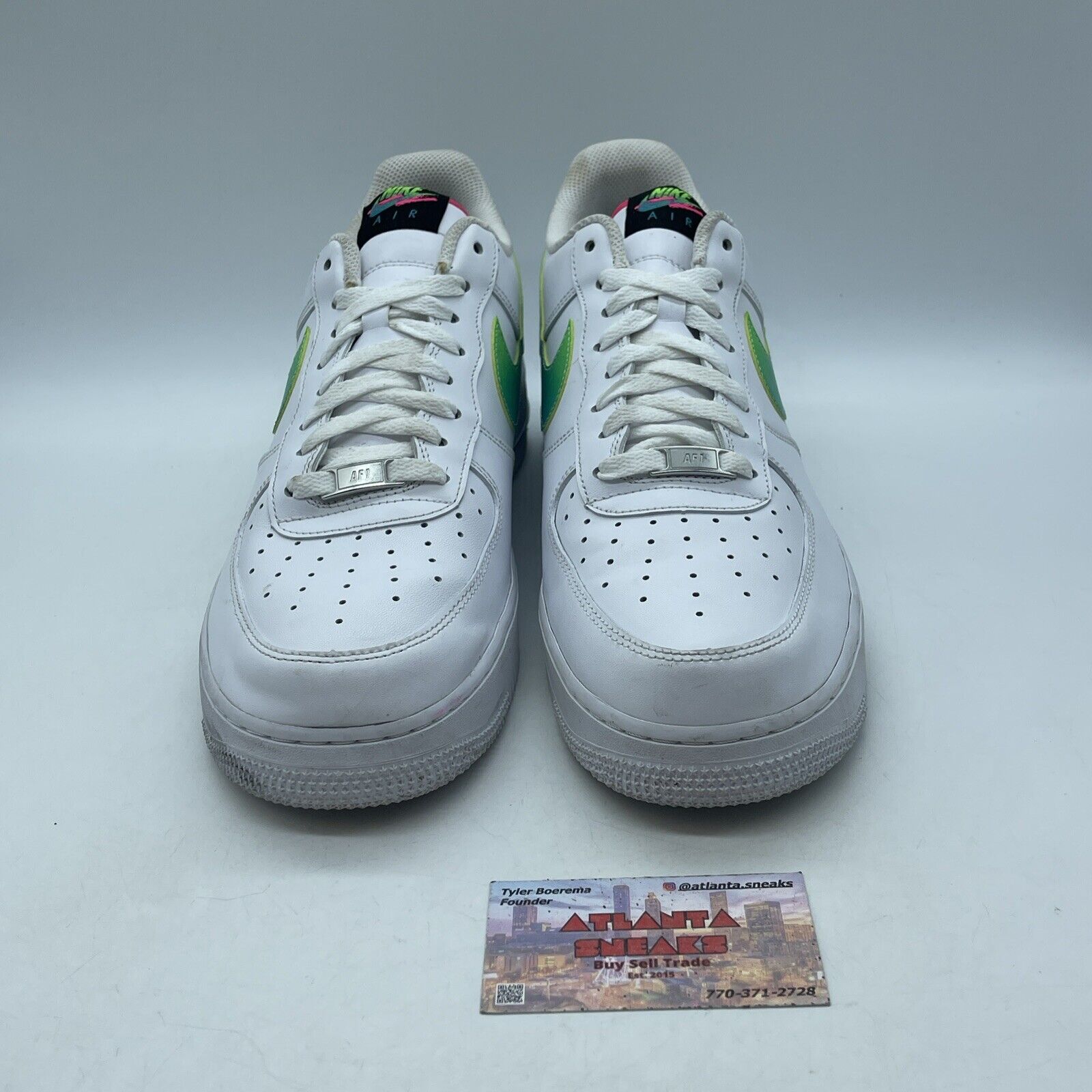 Size 12 - Nike Air Force 1 '07 LV8 White Aquamarine Black Leather (DJ5148-100)