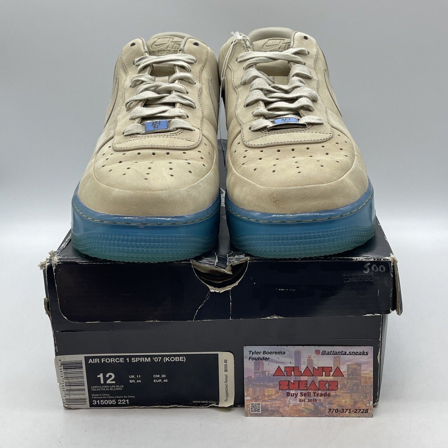 Size 12 - Nike Air Force 1 Supreme '07 Kobe Brown Suede Blue (315095-221)